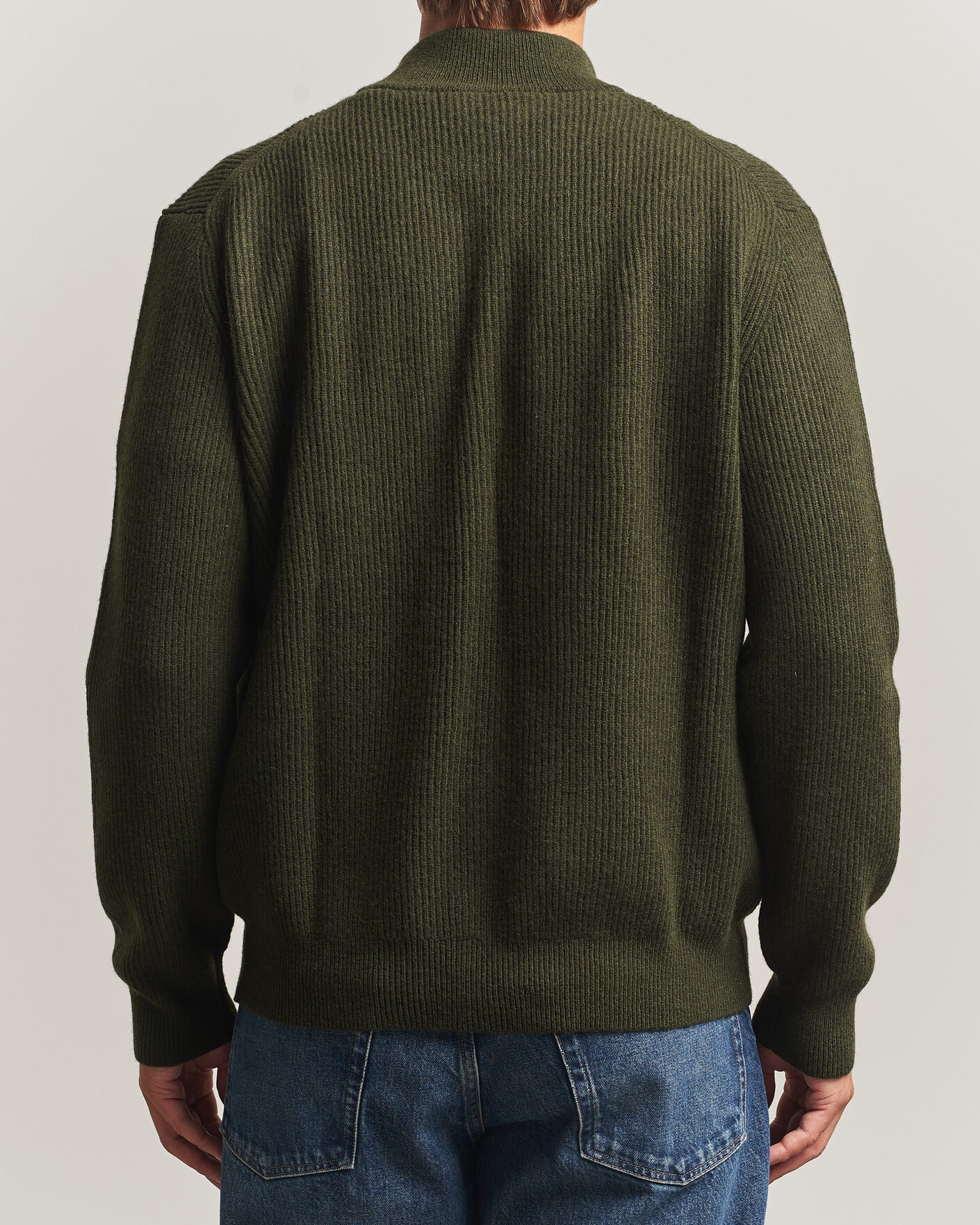 Herr | Tröjor | LES DEUX | Wool Rib Knitter Zip Rosin Green