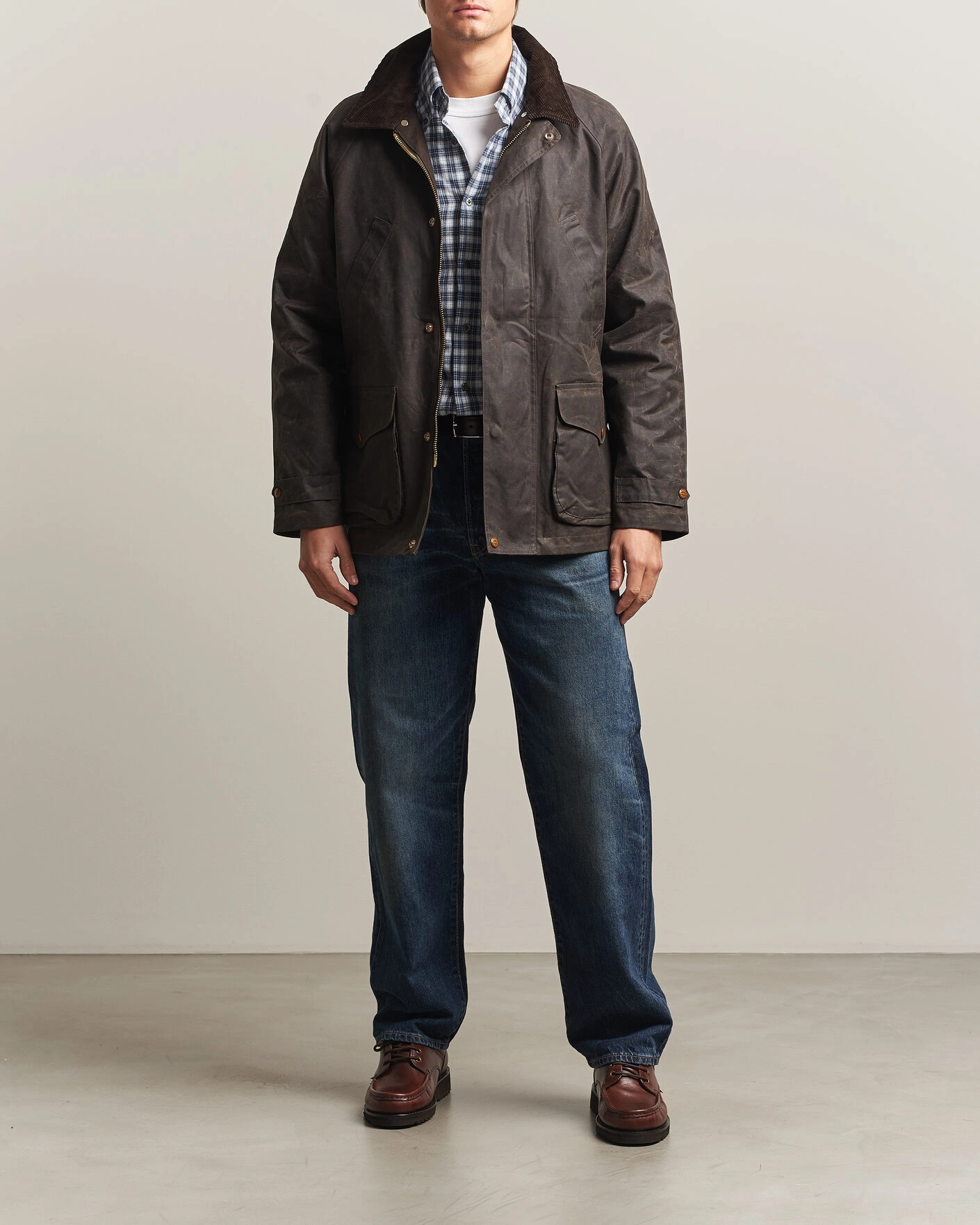 Herr | Jackor | Manifattura Ceccarelli | Rain Caban Wax Cloth Chocolate