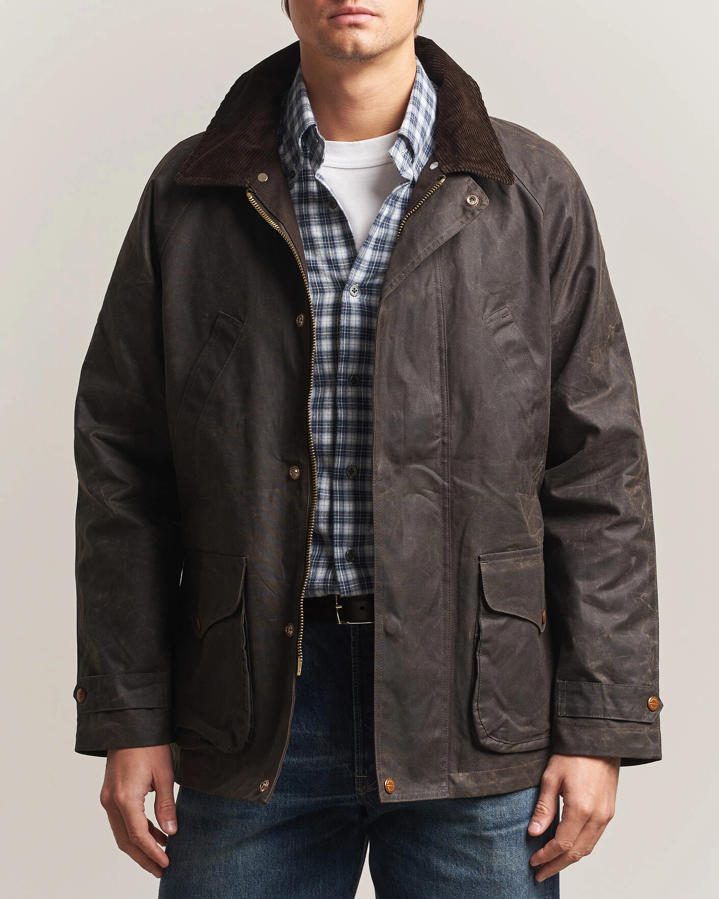 Herr | Jackor | Manifattura Ceccarelli | Rain Caban Wax Cloth Chocolate