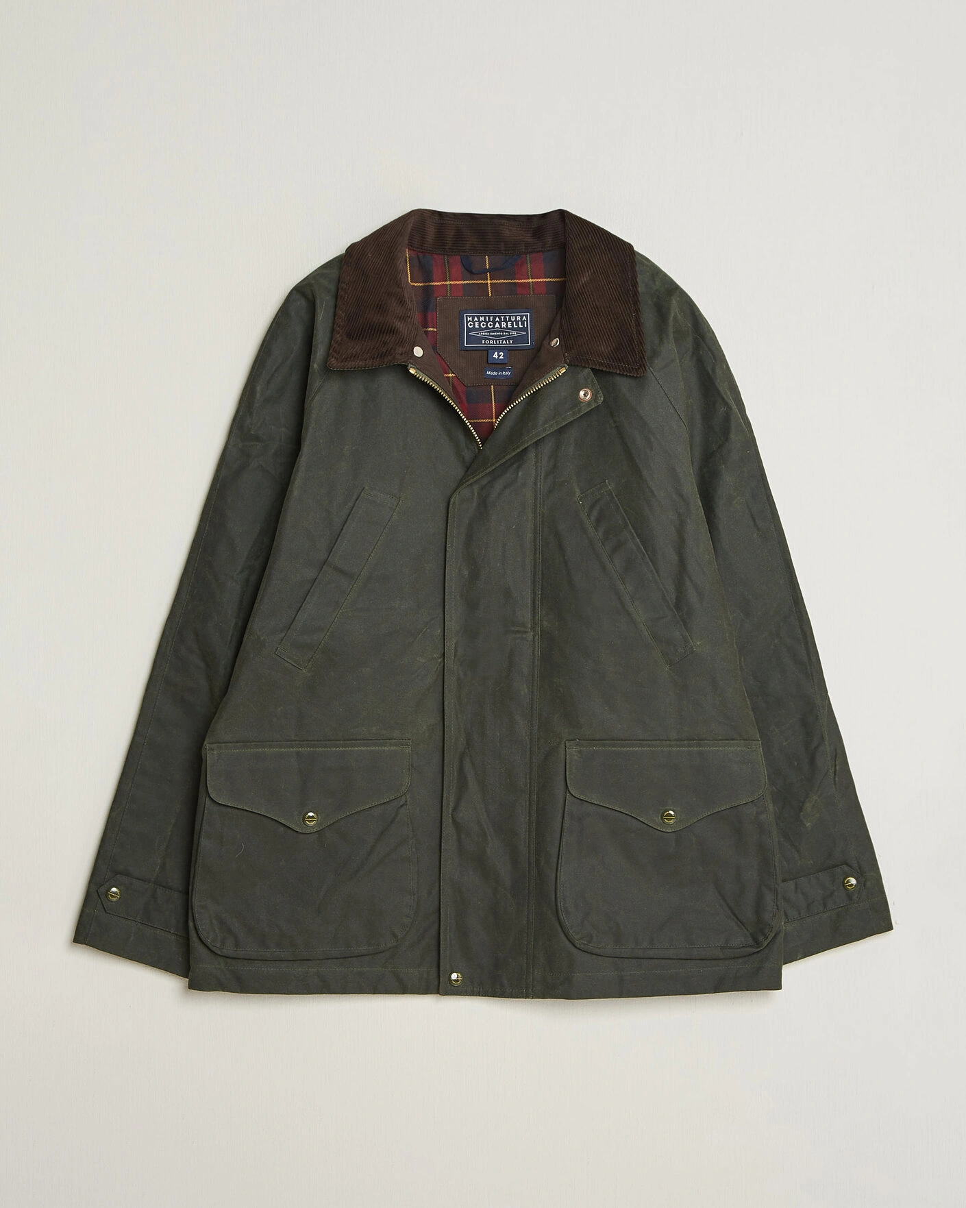 Herr | Jackor | Manifattura Ceccarelli | Rain Caban Wax Cloth Dark Green