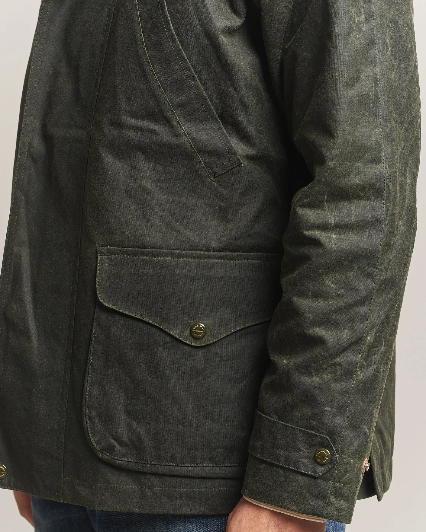 Herr | Jackor | Manifattura Ceccarelli | Rain Caban Wax Cloth Dark Green