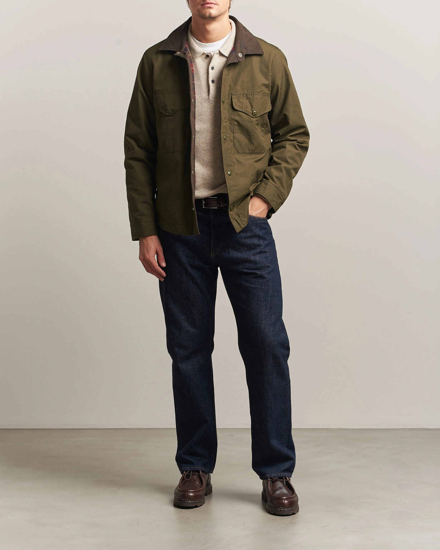 Herr | Jackor | Manifattura Ceccarelli | Double Pocket Shirt Jacket Military Green