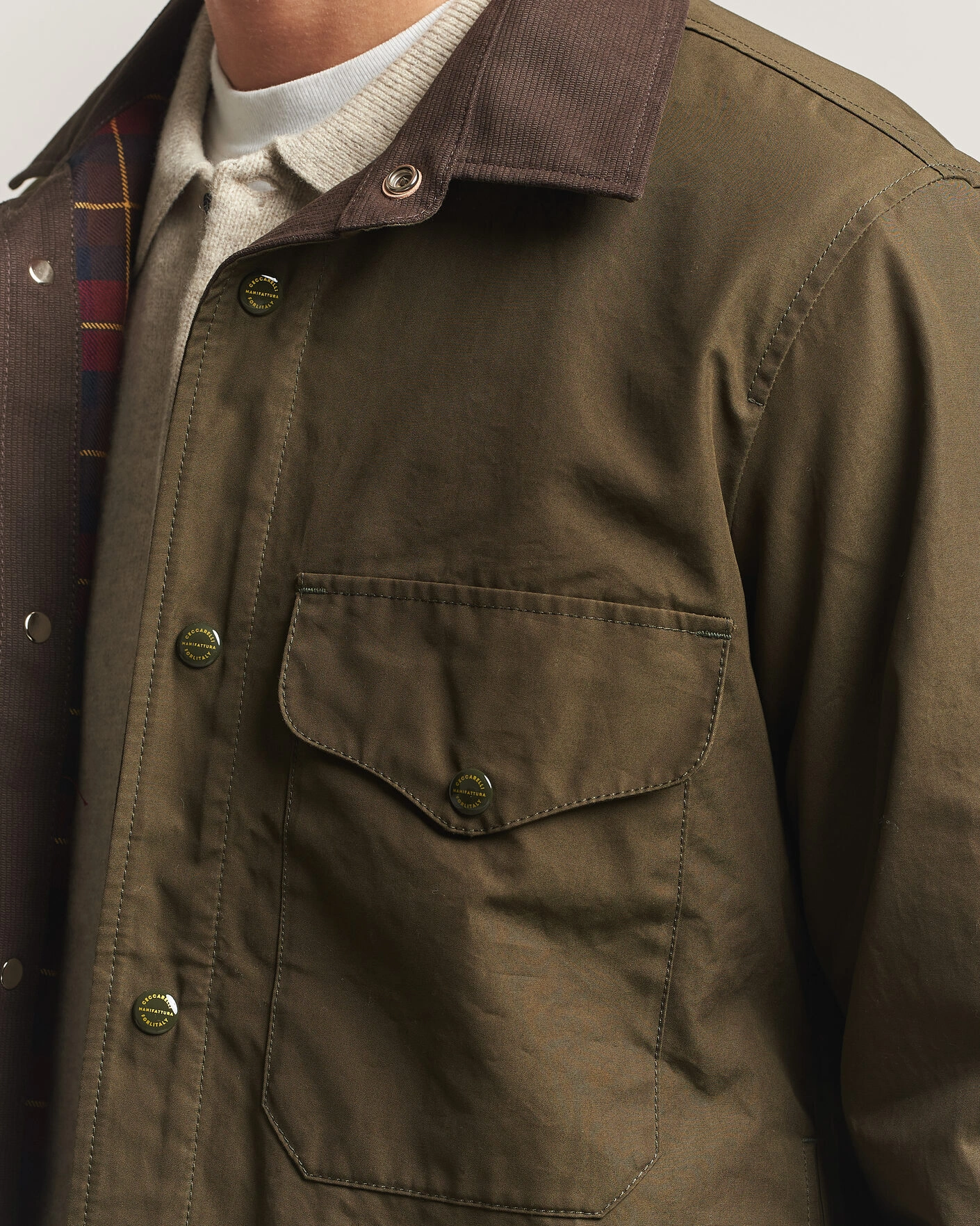 Herr | Jackor | Manifattura Ceccarelli | Double Pocket Shirt Jacket Military Green
