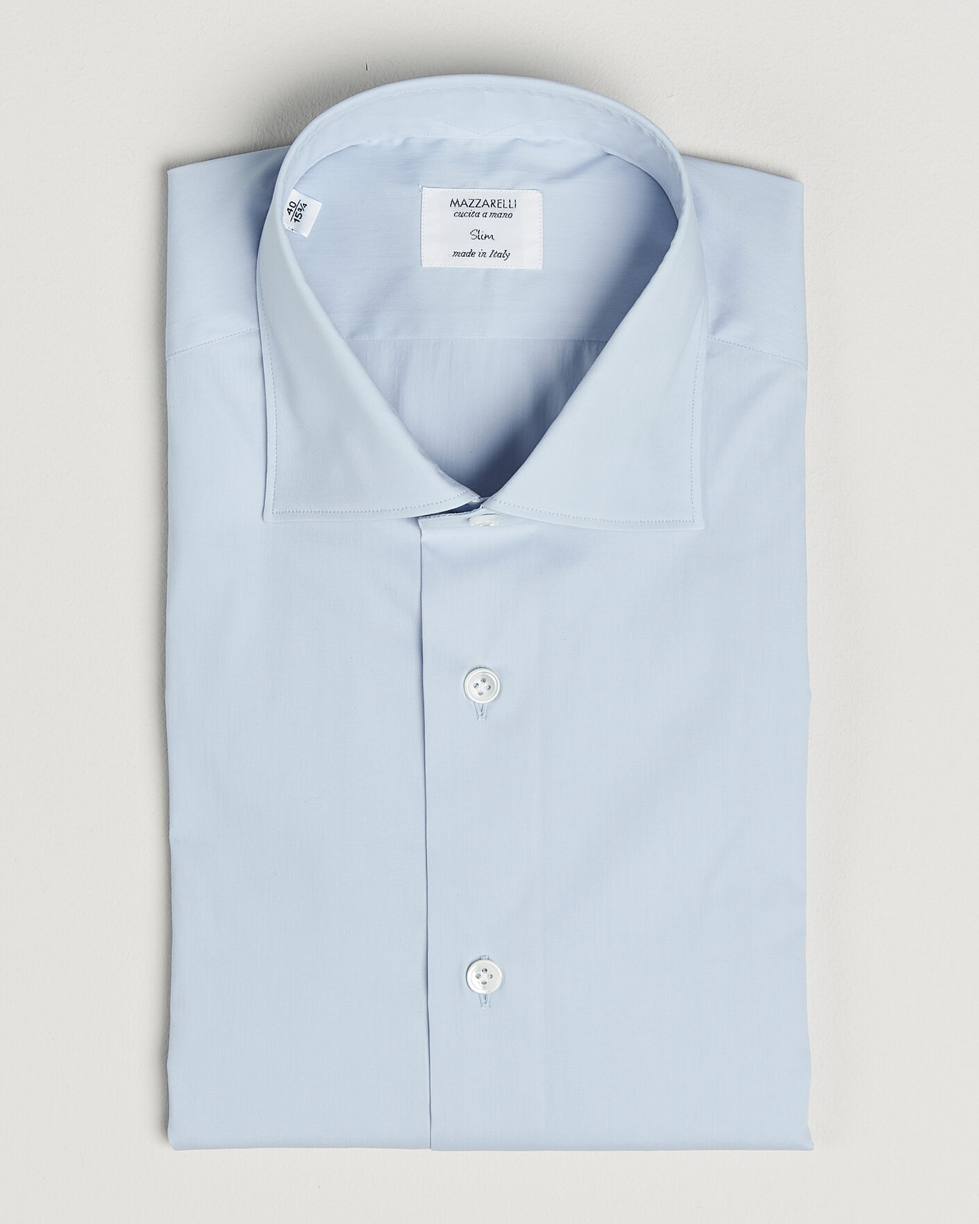 Herr | Skjortor | Mazzarelli | Soft Cotton Popeline Shirt Light Blue