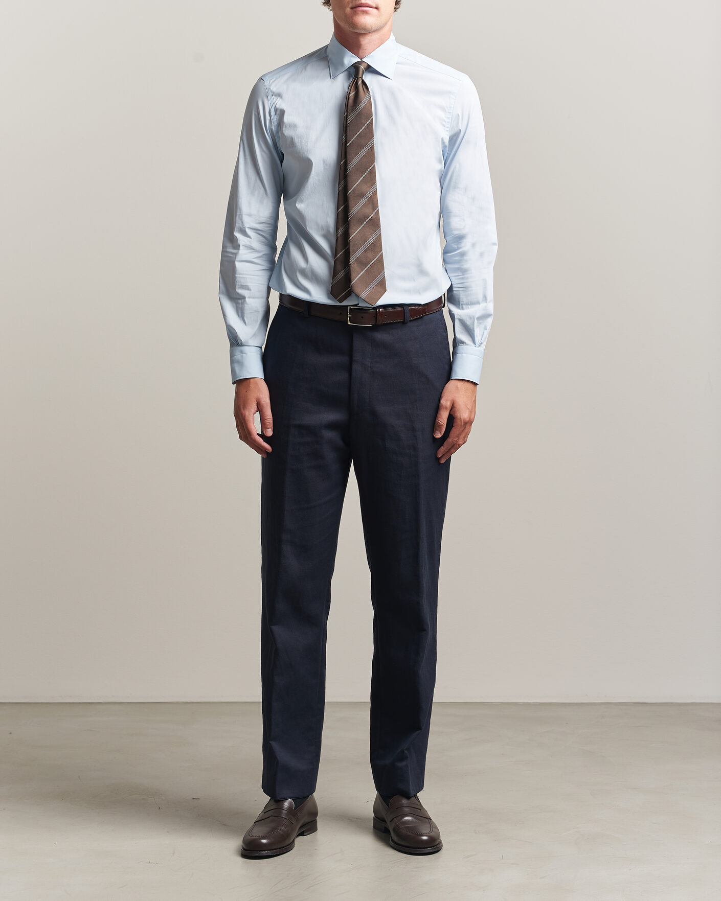 Herr | Skjortor | Mazzarelli | Soft Cotton Popeline Shirt Light Blue
