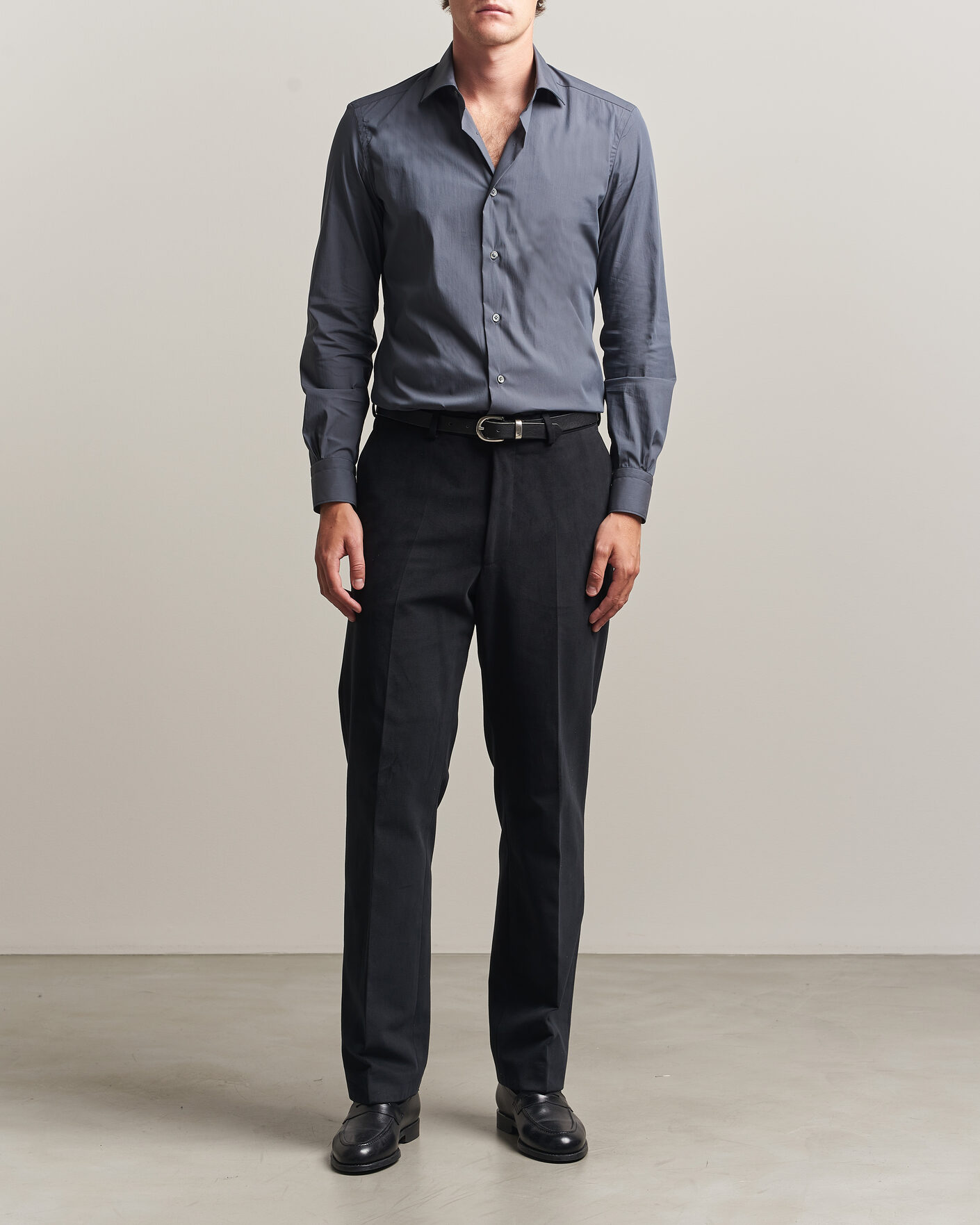 Herr | Skjortor | Mazzarelli | Soft Cotton Popeline Shirt Grey