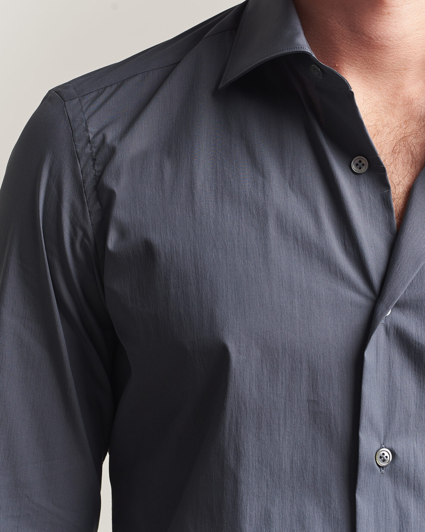 Herr | Skjortor | Mazzarelli | Soft Cotton Popeline Shirt Grey