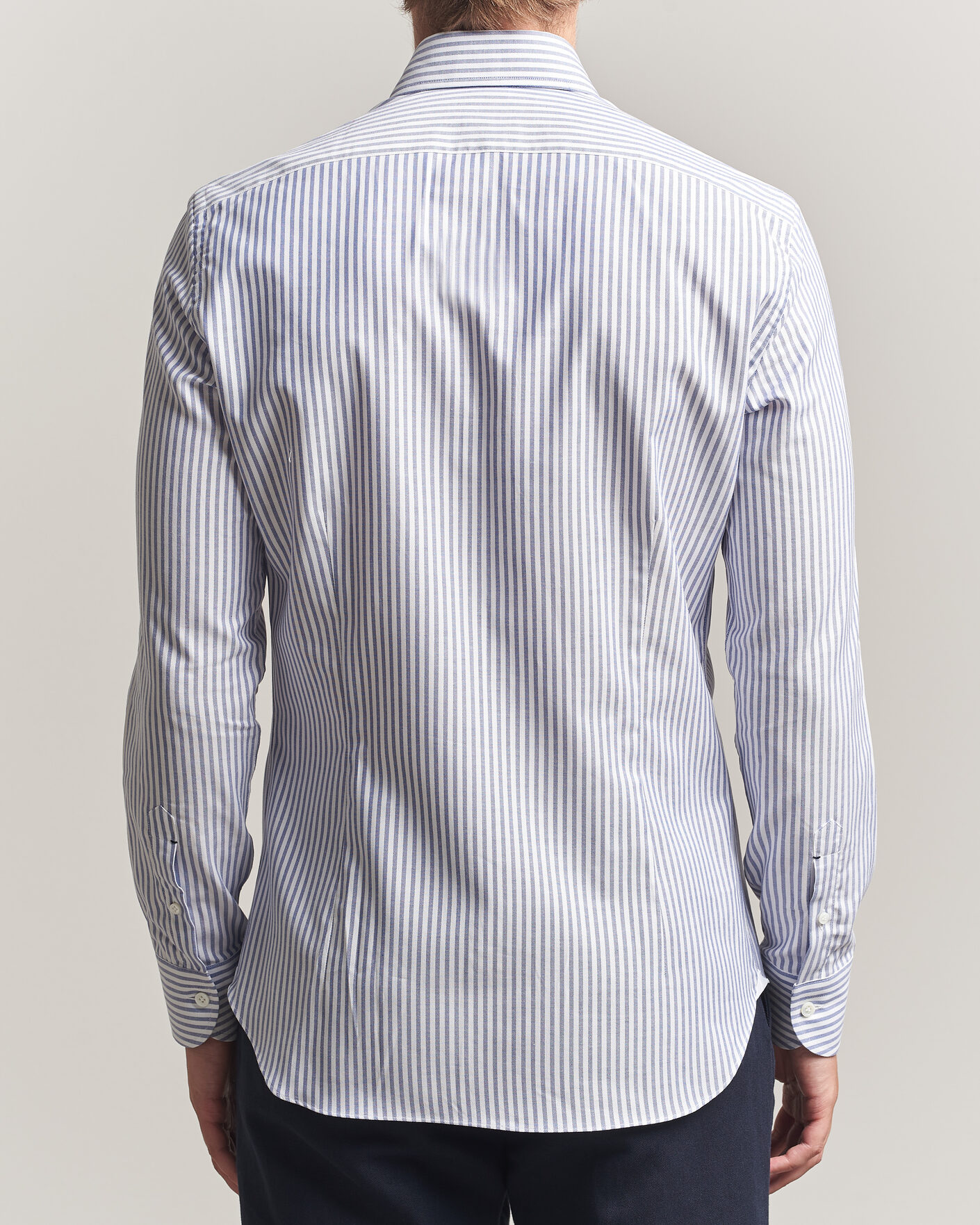 Herr | Skjortor | Mazzarelli | Soft Oxford Button Down Shirt Blue Stripe