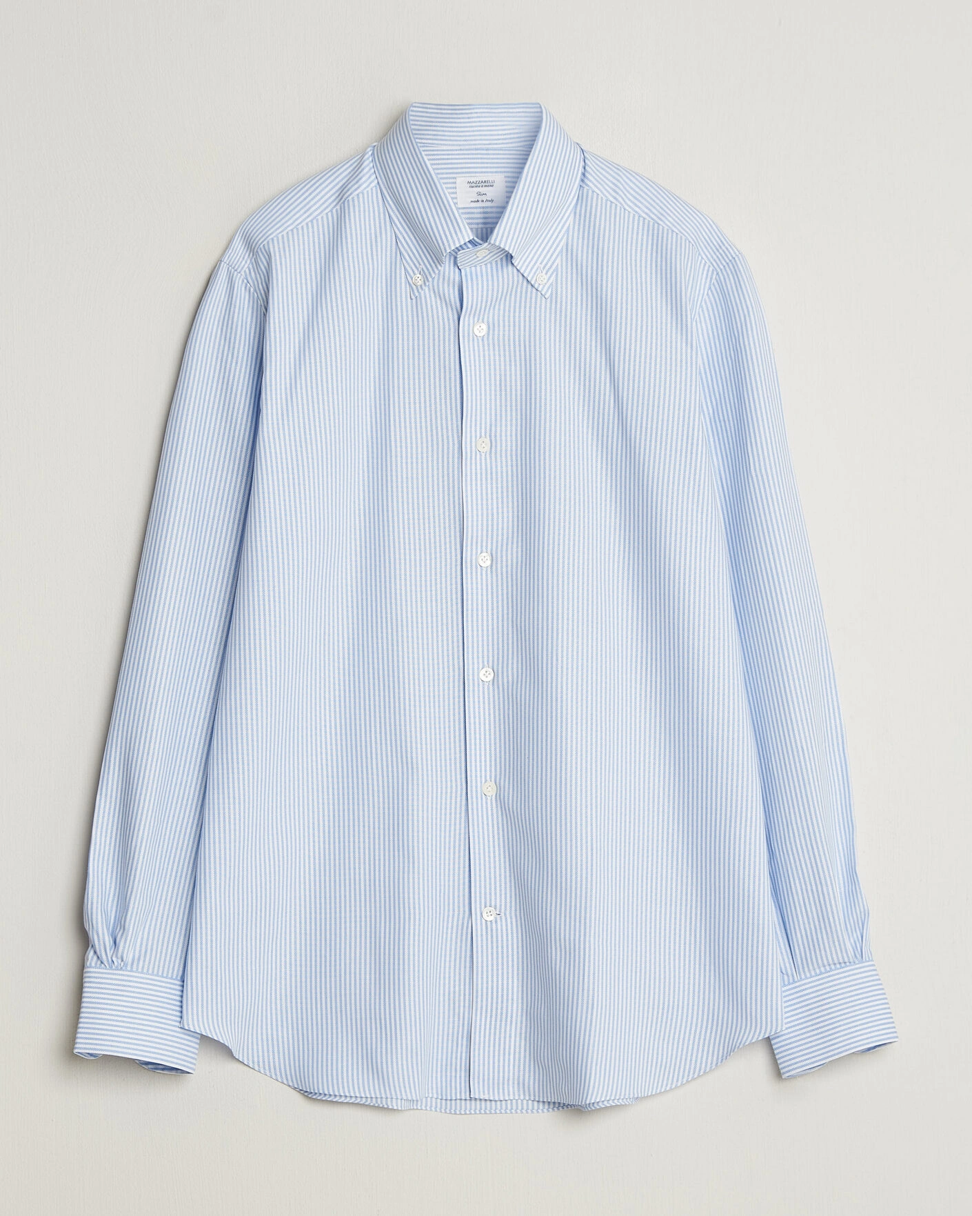 Herr | Skjortor | Mazzarelli | Soft Oxford Button Down Shirt Light Blue Stripe
