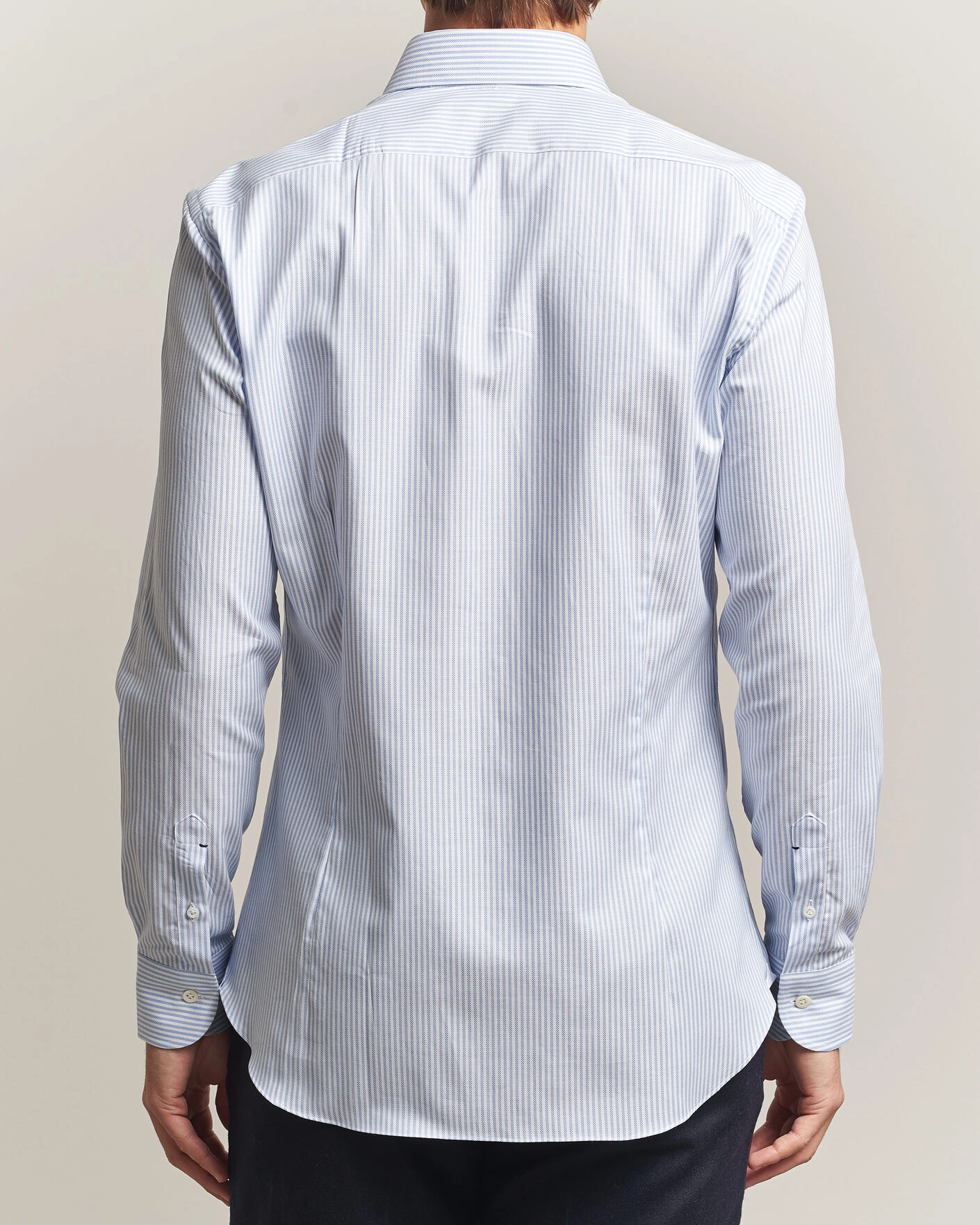 Herr | Skjortor | Mazzarelli | Soft Oxford Button Down Shirt Light Blue Stripe
