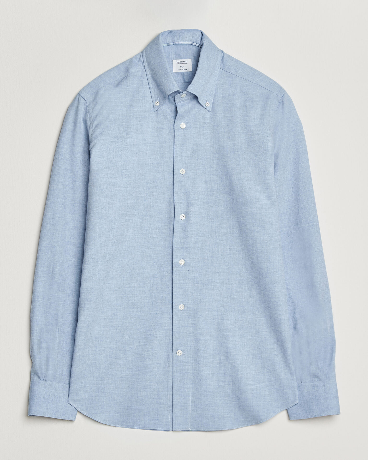 Herr | Skjortor | Mazzarelli | Soft Flannel Button Down Shirt Light Blue