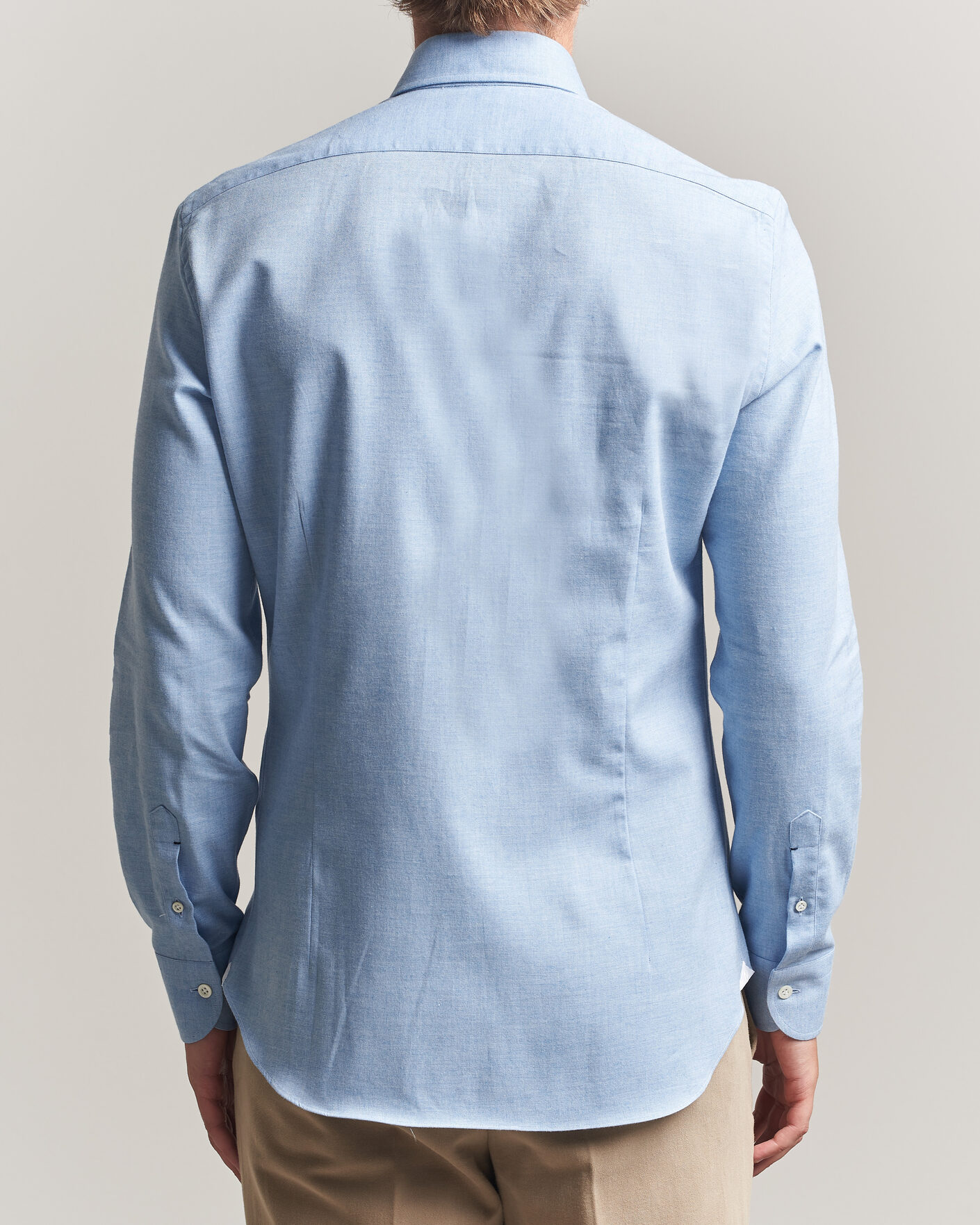 Herr | Skjortor | Mazzarelli | Soft Flannel Button Down Shirt Light Blue
