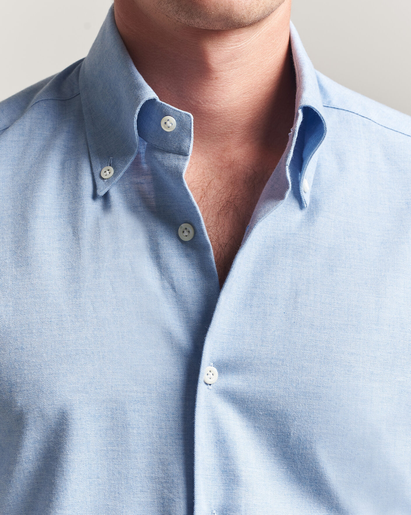 Herr | Skjortor | Mazzarelli | Soft Flannel Button Down Shirt Light Blue