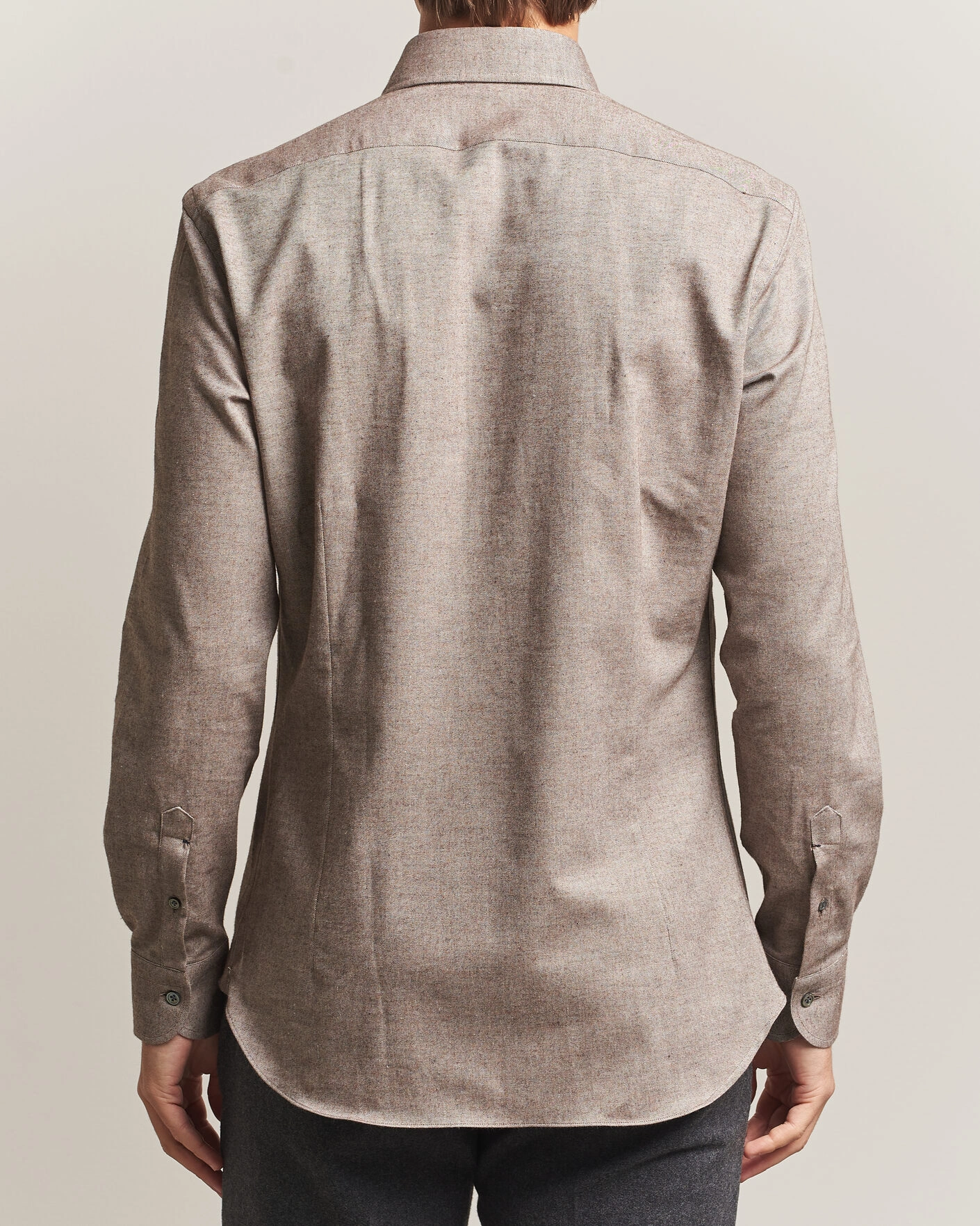 Herr | Skjortor | Mazzarelli | Soft Flannel Button Down Shirt Taupe
