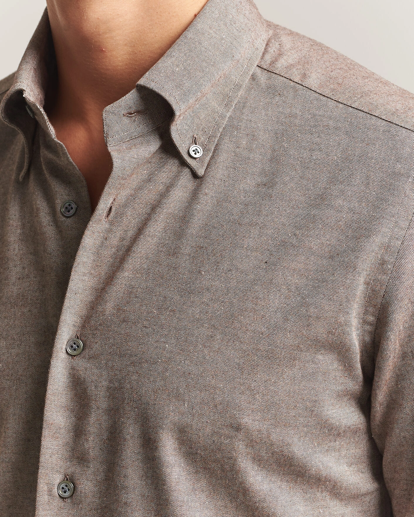 Herr | Skjortor | Mazzarelli | Soft Flannel Button Down Shirt Taupe