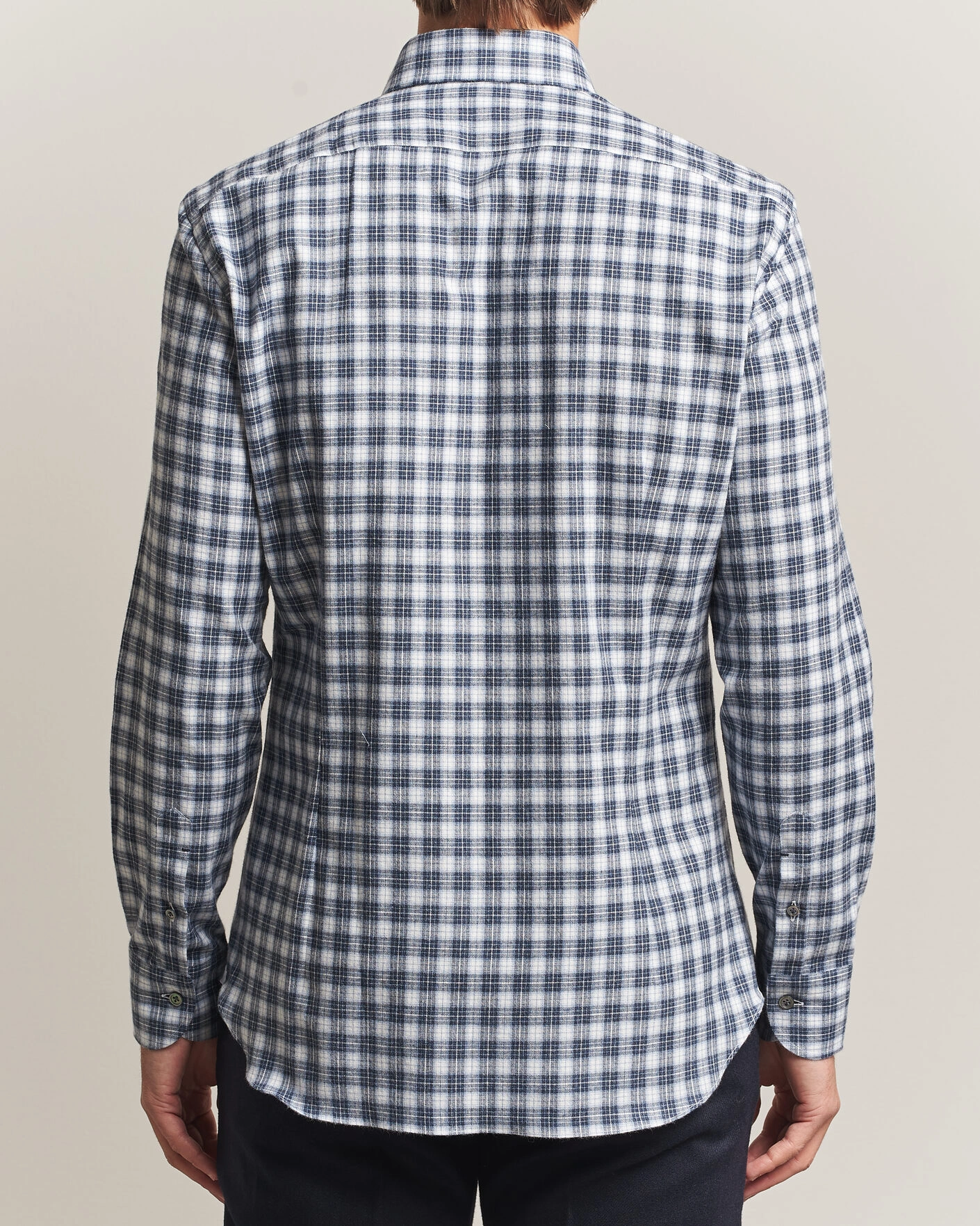 Herr | Skjortor | Mazzarelli | Soft Flannel Button Down Shirt Navy