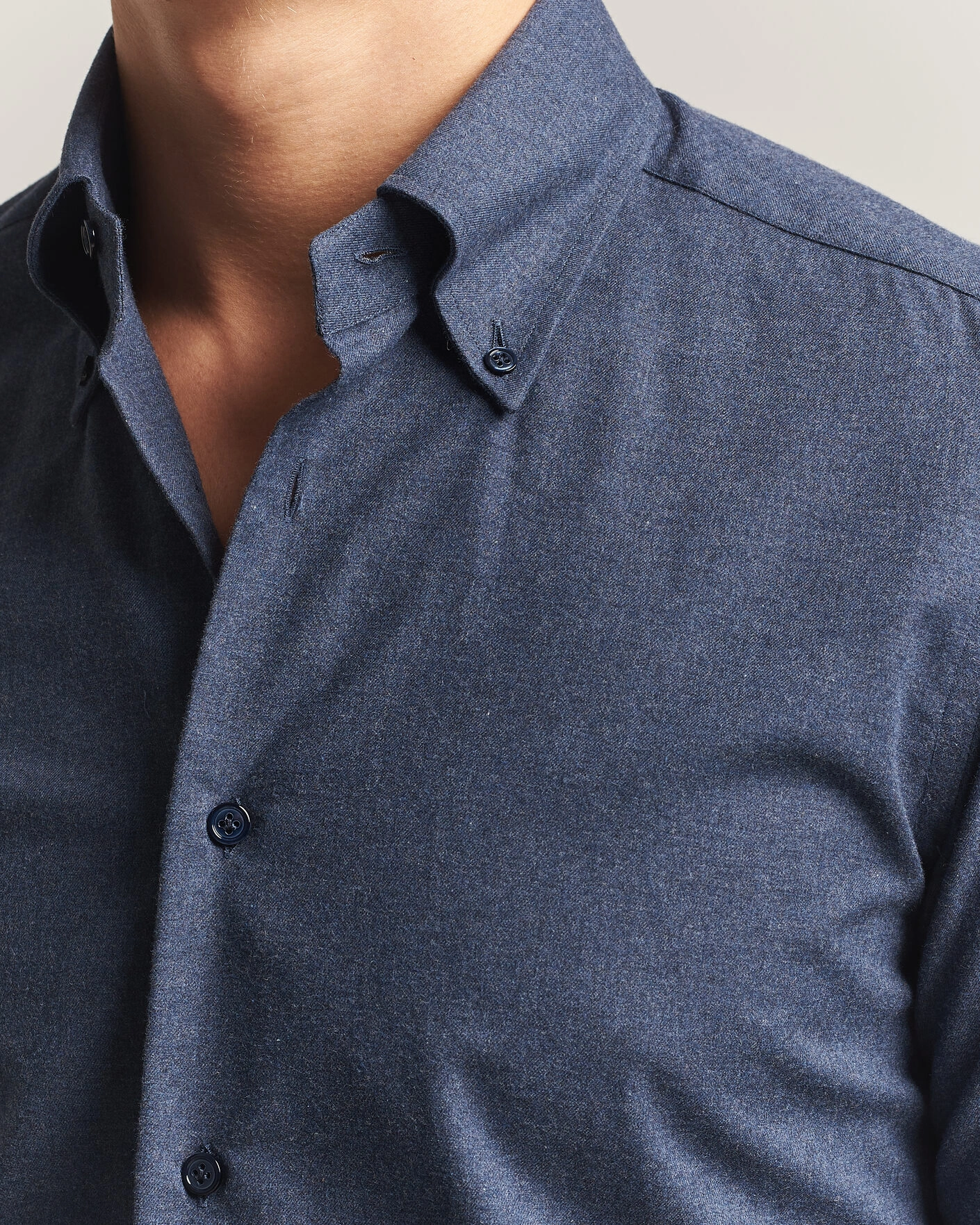 Herr | Skjortor | Mazzarelli | Soft Flannel Button Down Shirt Navy