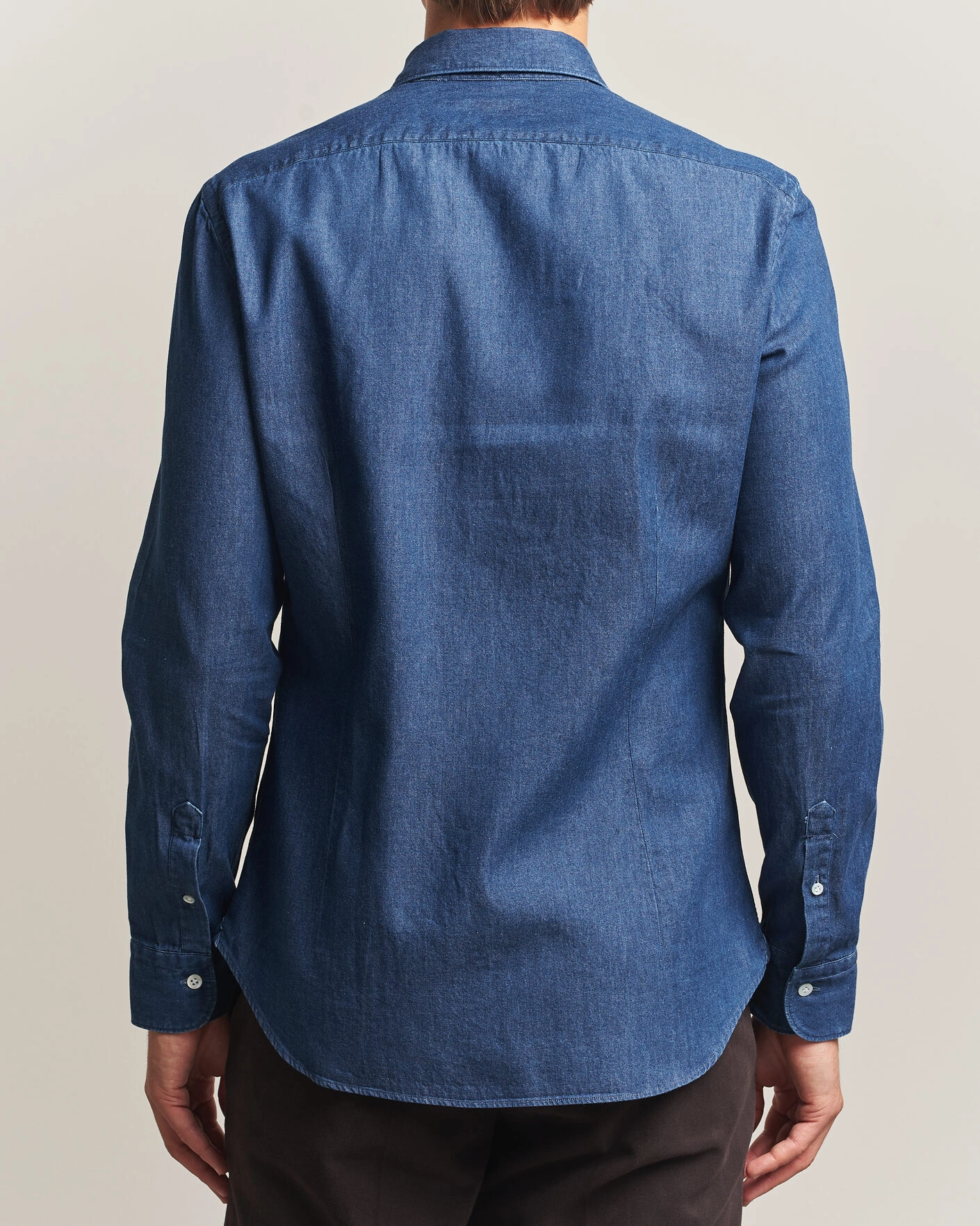 Herr | Skjortor | Mazzarelli | Soft Denim Shirt Blue Wash