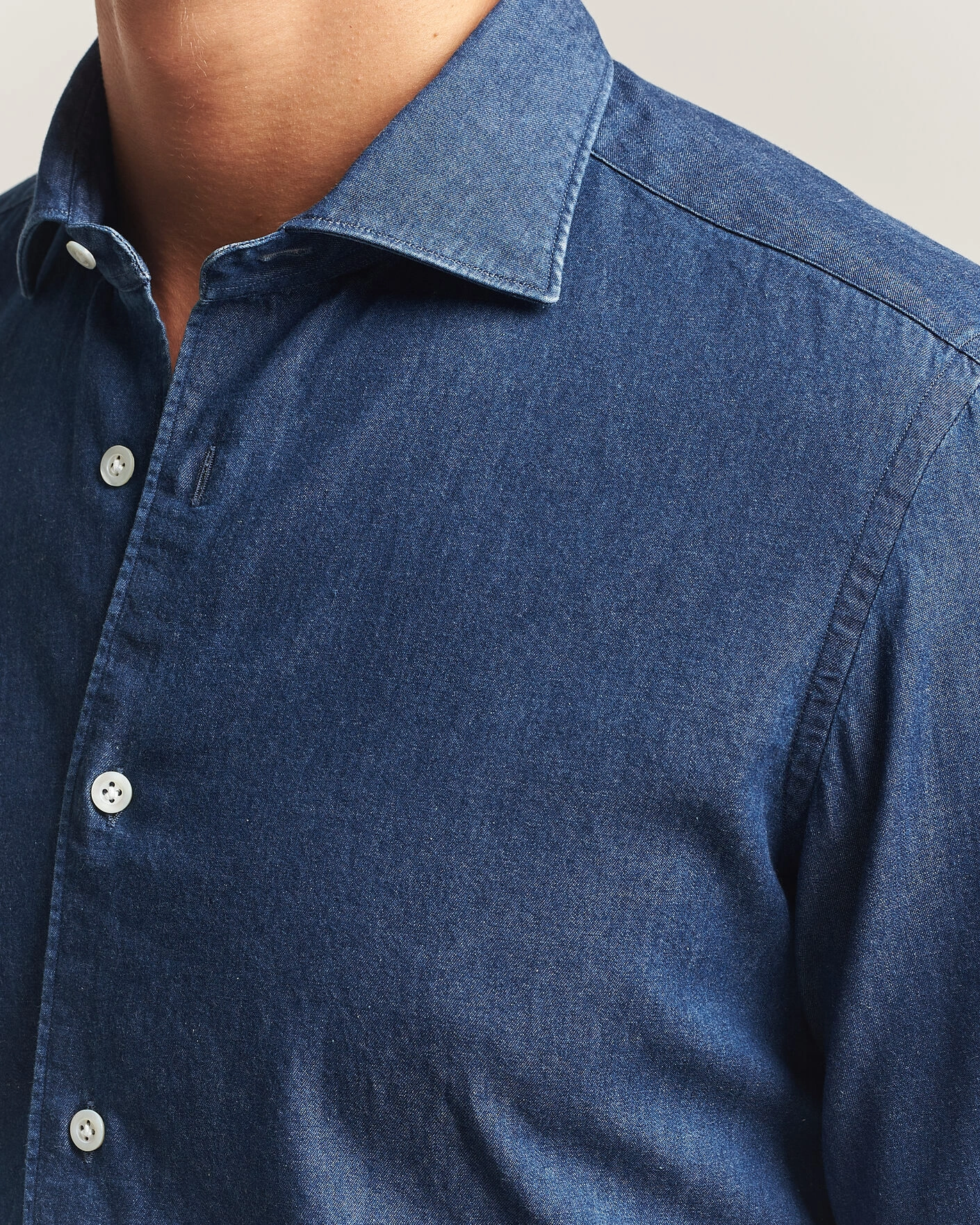 Herr | Skjortor | Mazzarelli | Soft Denim Shirt Blue Wash