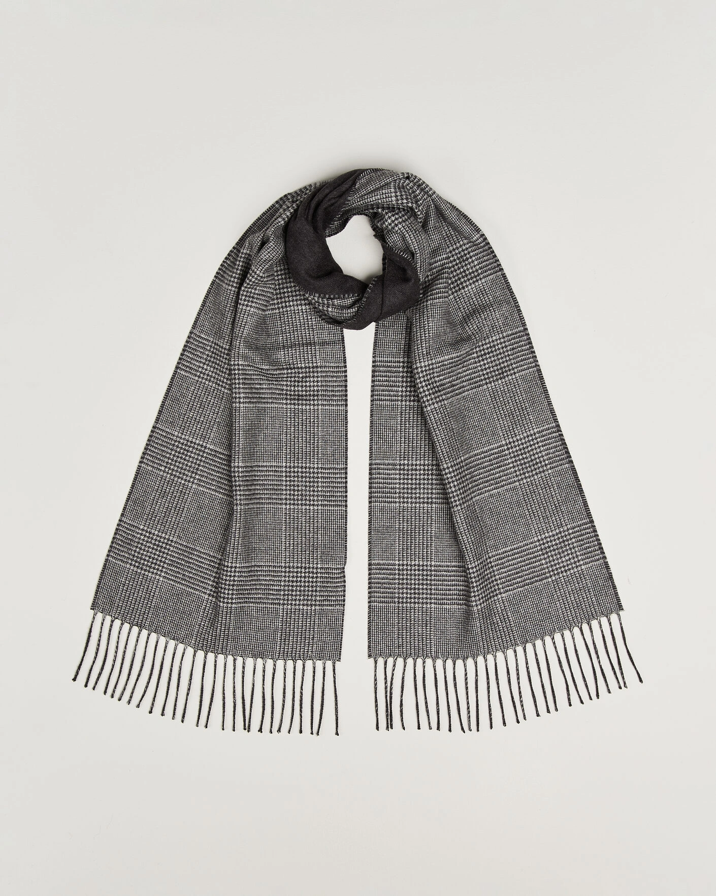 Herr | Halsdukar | Piacenza Cashmere | Cashmere/Silk Glencheck Scarf Grey Melange
