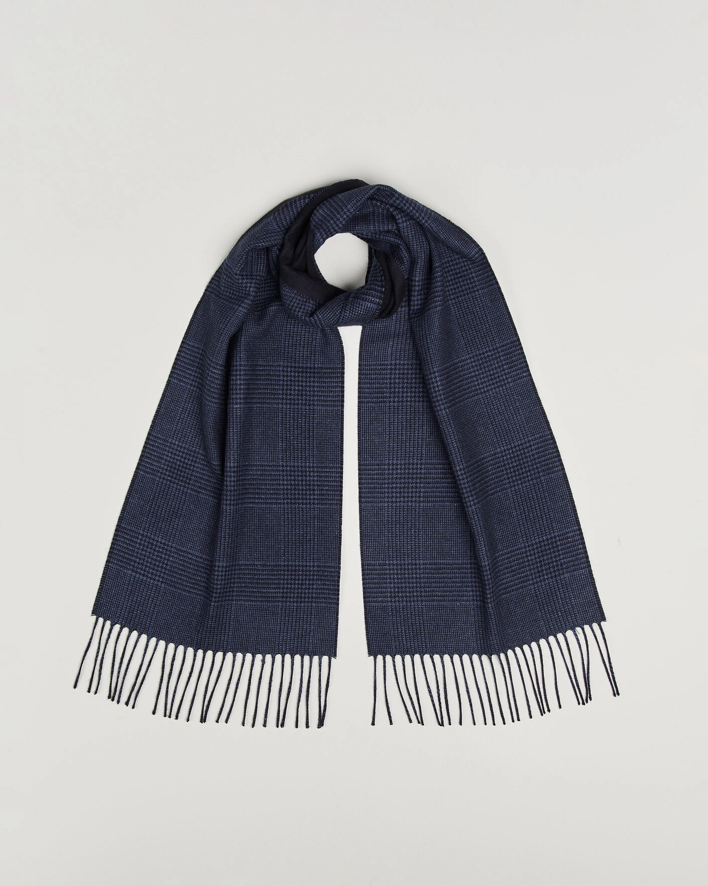 Herr | Halsdukar | Piacenza Cashmere | Cashmere/Silk Glencheck Scarf Navy