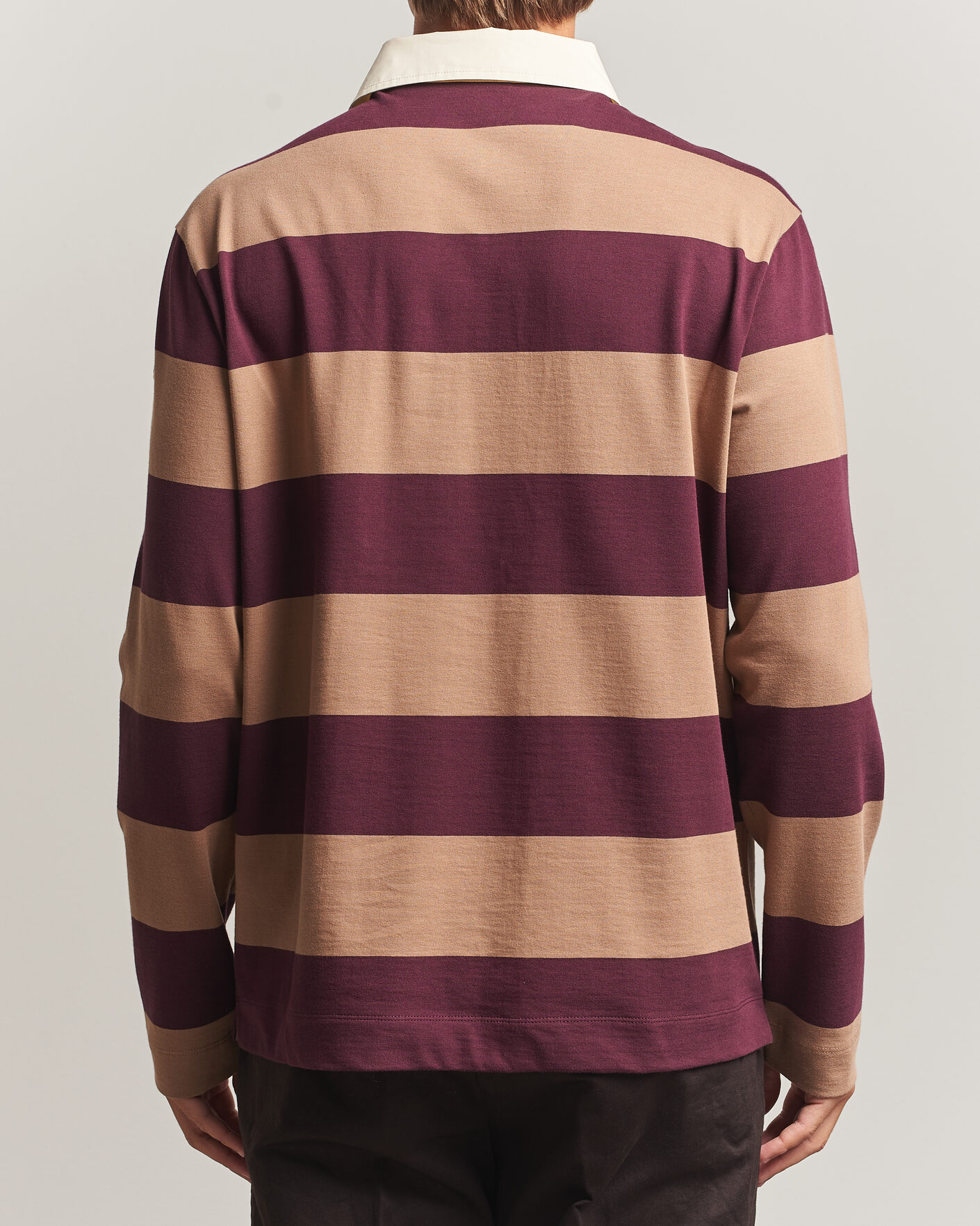Herr | Tröjor | Moncler | Striped Rugby Sweater Brown/Burgundy