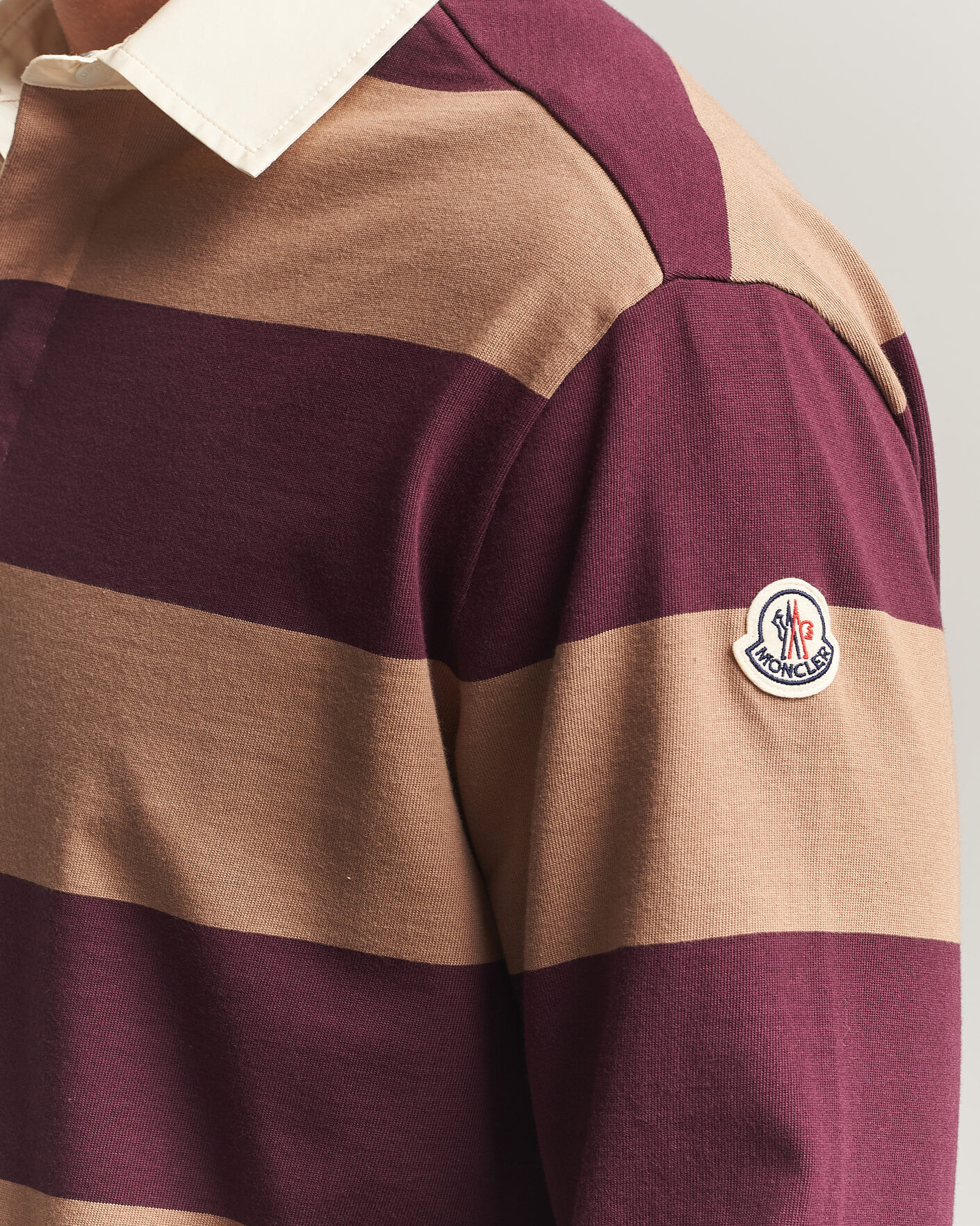 Herr | Tröjor | Moncler | Striped Rugby Sweater Brown/Burgundy