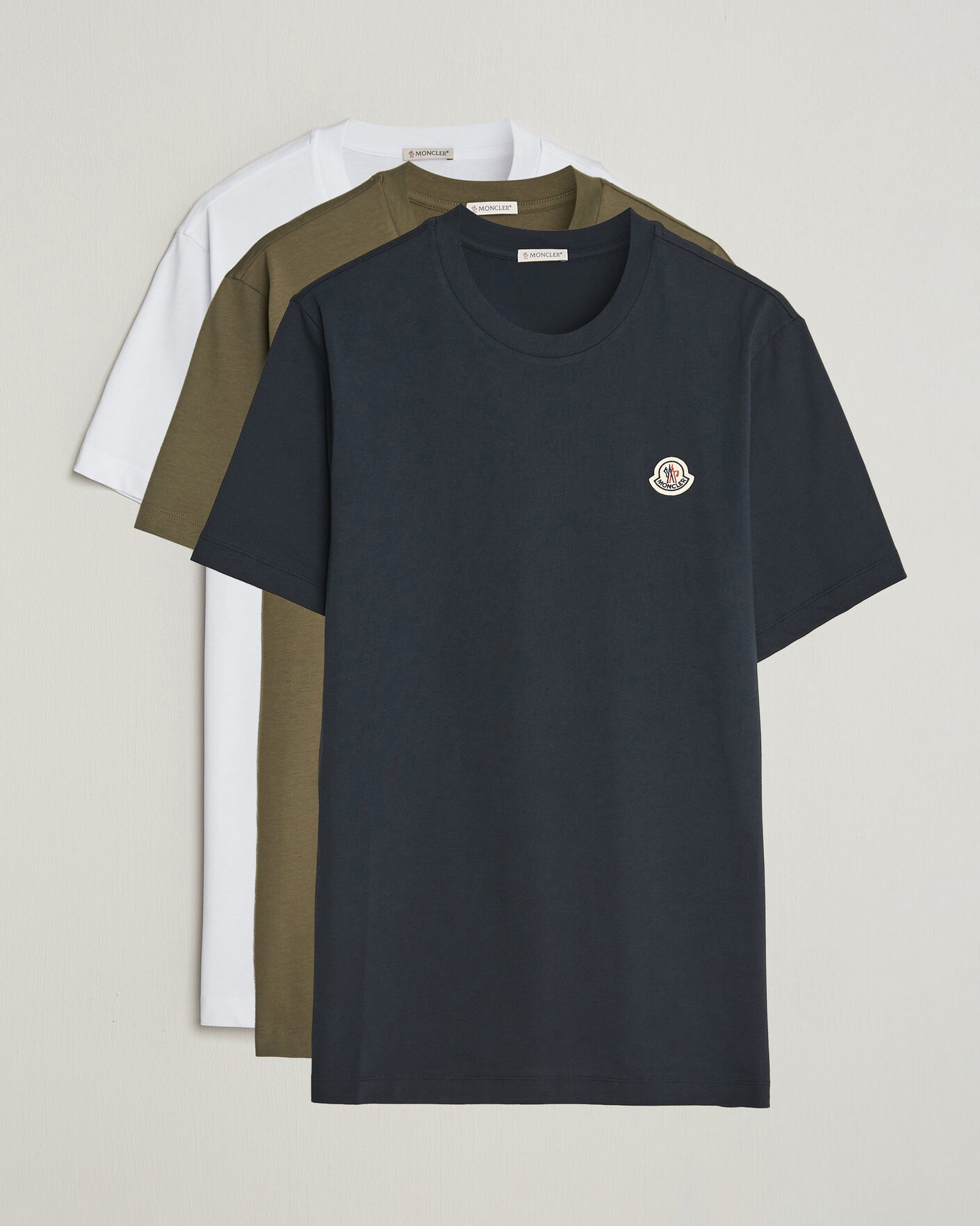 Herr | T-Shirts | Moncler | 3-Pack Logo T-Shirts Blue/Military/White