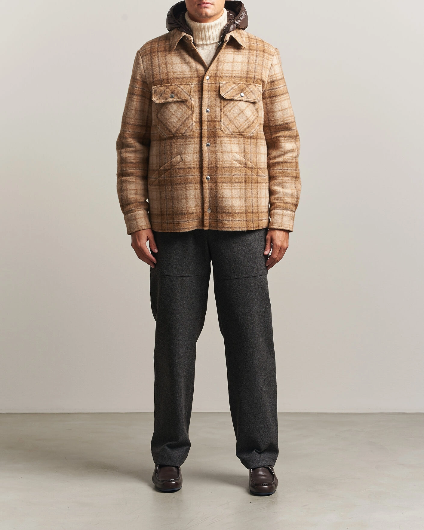 Herr | Byxor | Moncler | Flannel Trousers Charcoal