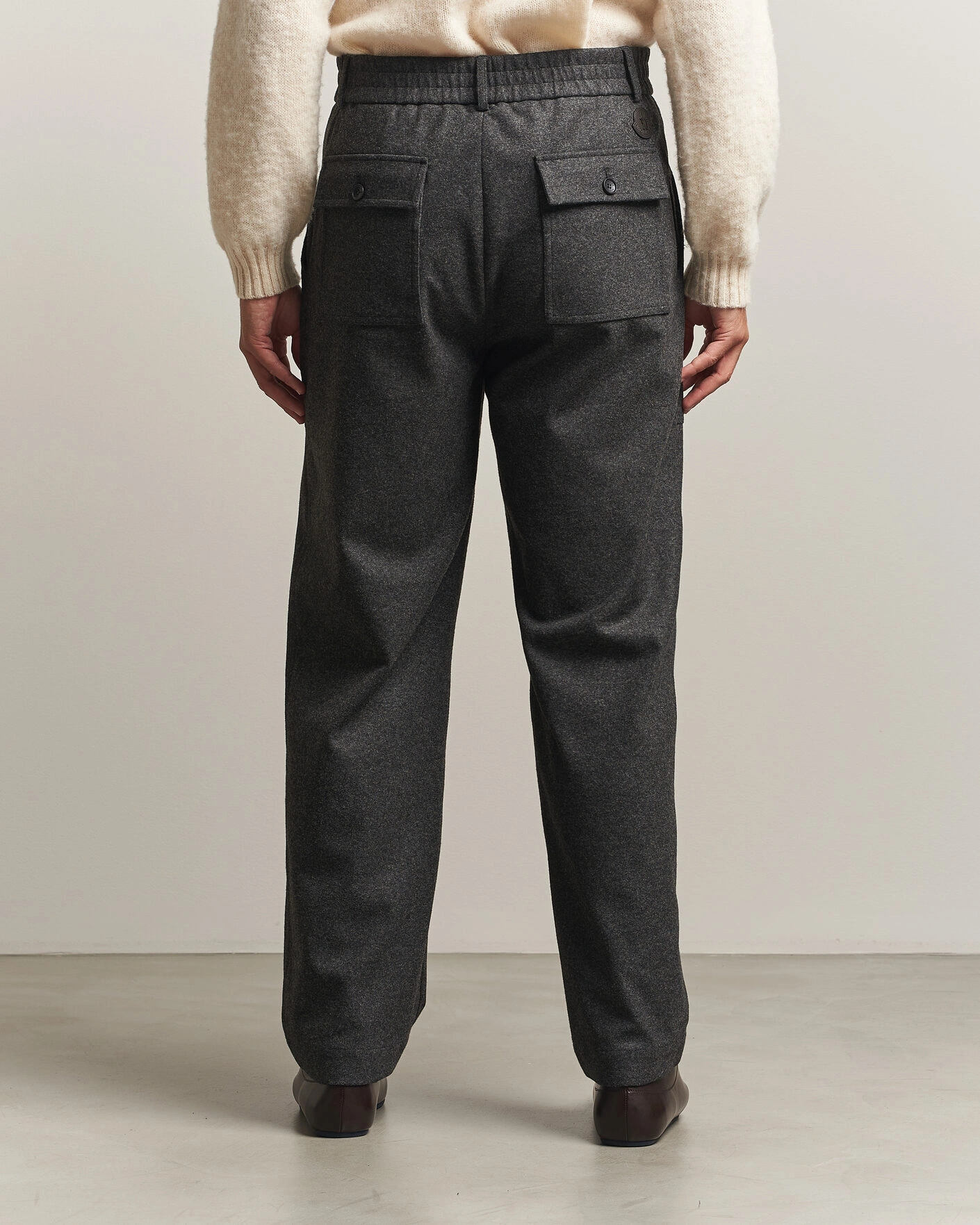 Herr | Byxor | Moncler | Flannel Trousers Charcoal
