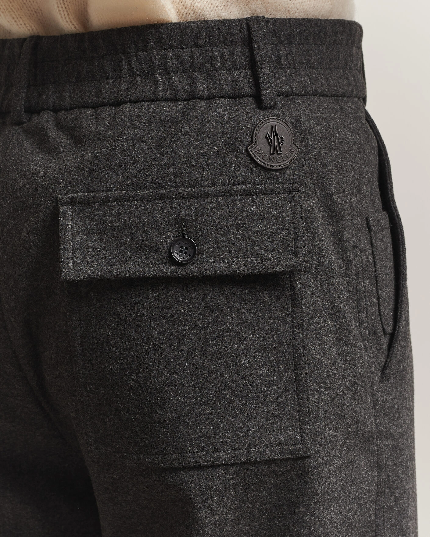 Herr | Byxor | Moncler | Flannel Trousers Charcoal