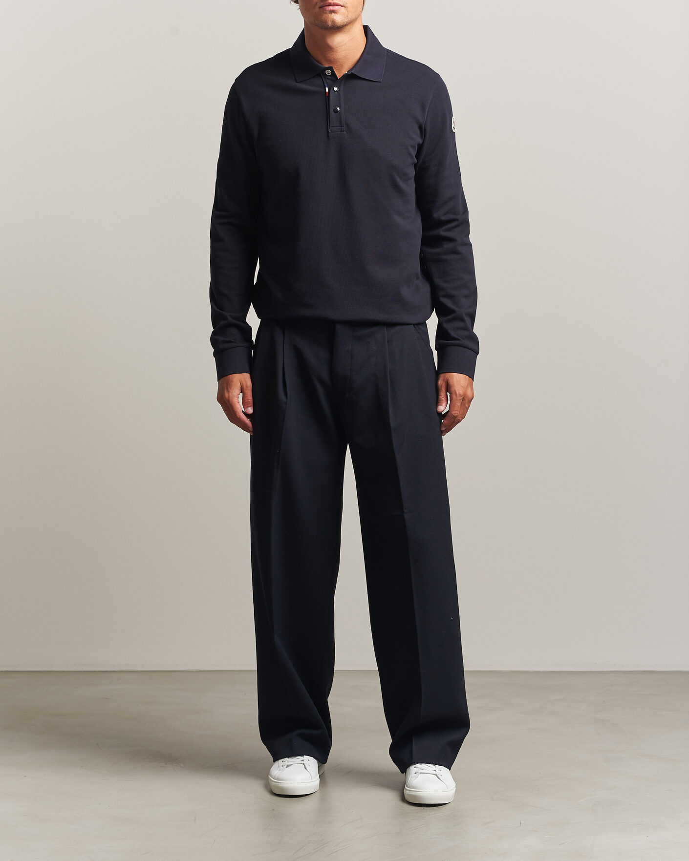 Herr | Pikéer | Moncler | Long Sleeve Polo Navy