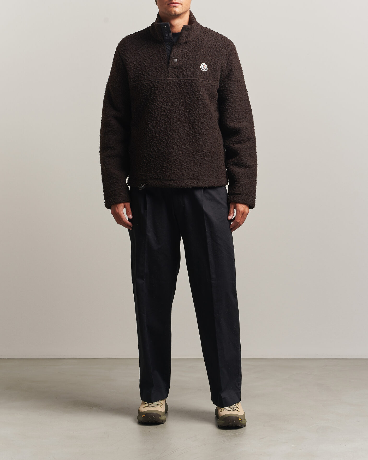 Herr | Tröjor | Moncler | Half Zip Fleece Sweater Dark Brown