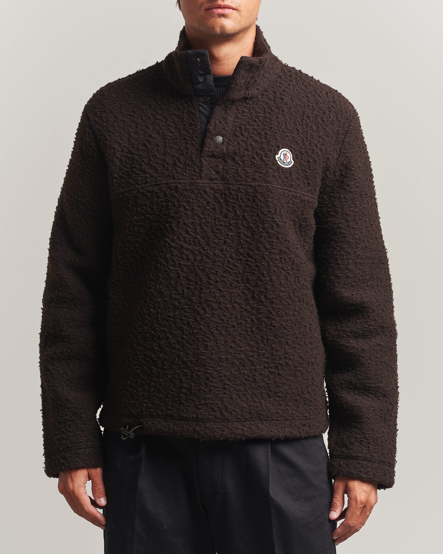 Herr | Tröjor | Moncler | Half Zip Fleece Sweater Dark Brown