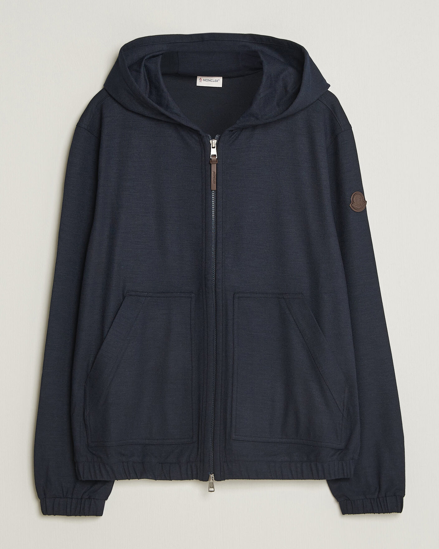Herr | Tröjor | Moncler | Full Zip Flannel Hoodie Navy