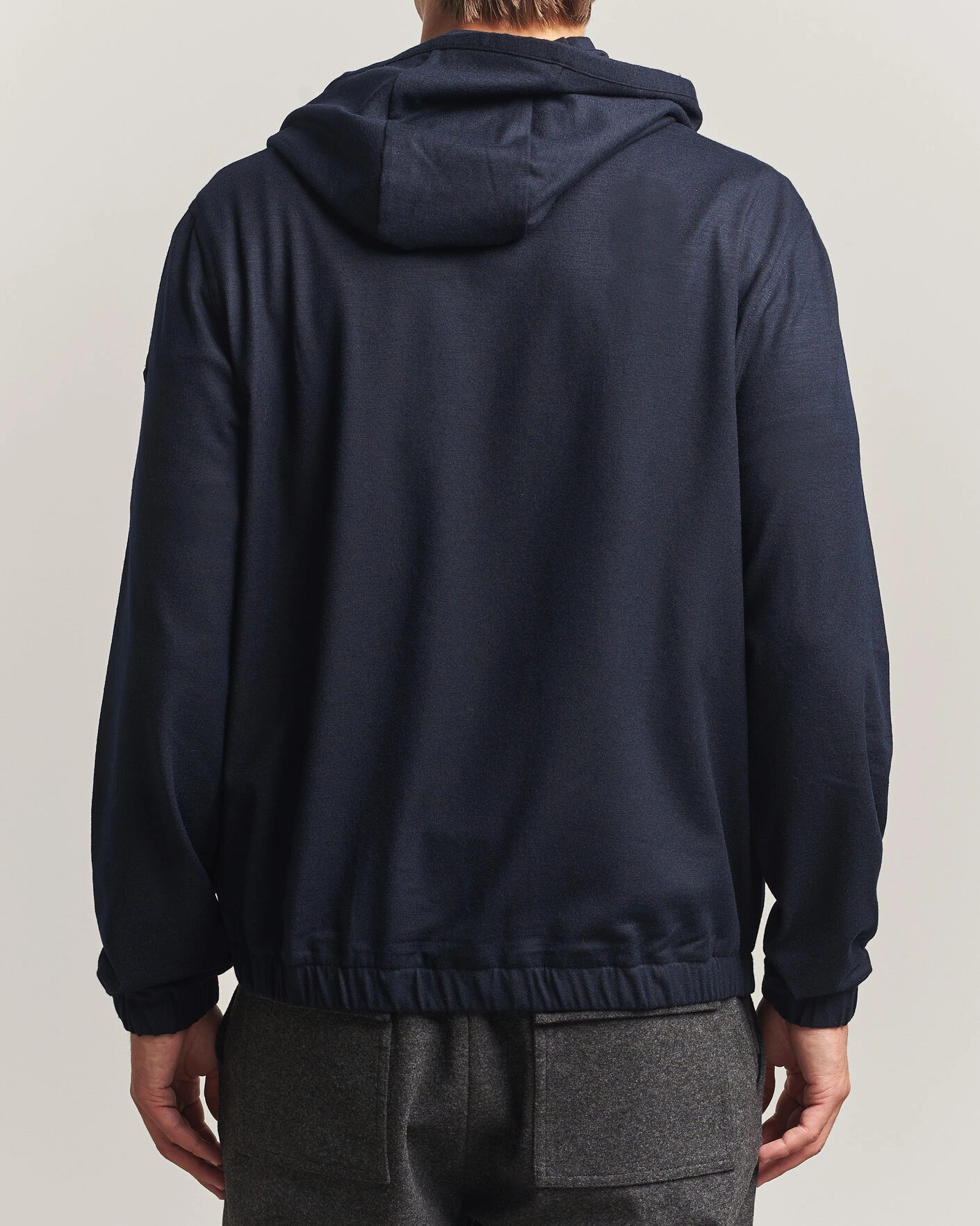 Herr | Tröjor | Moncler | Full Zip Flannel Hoodie Navy
