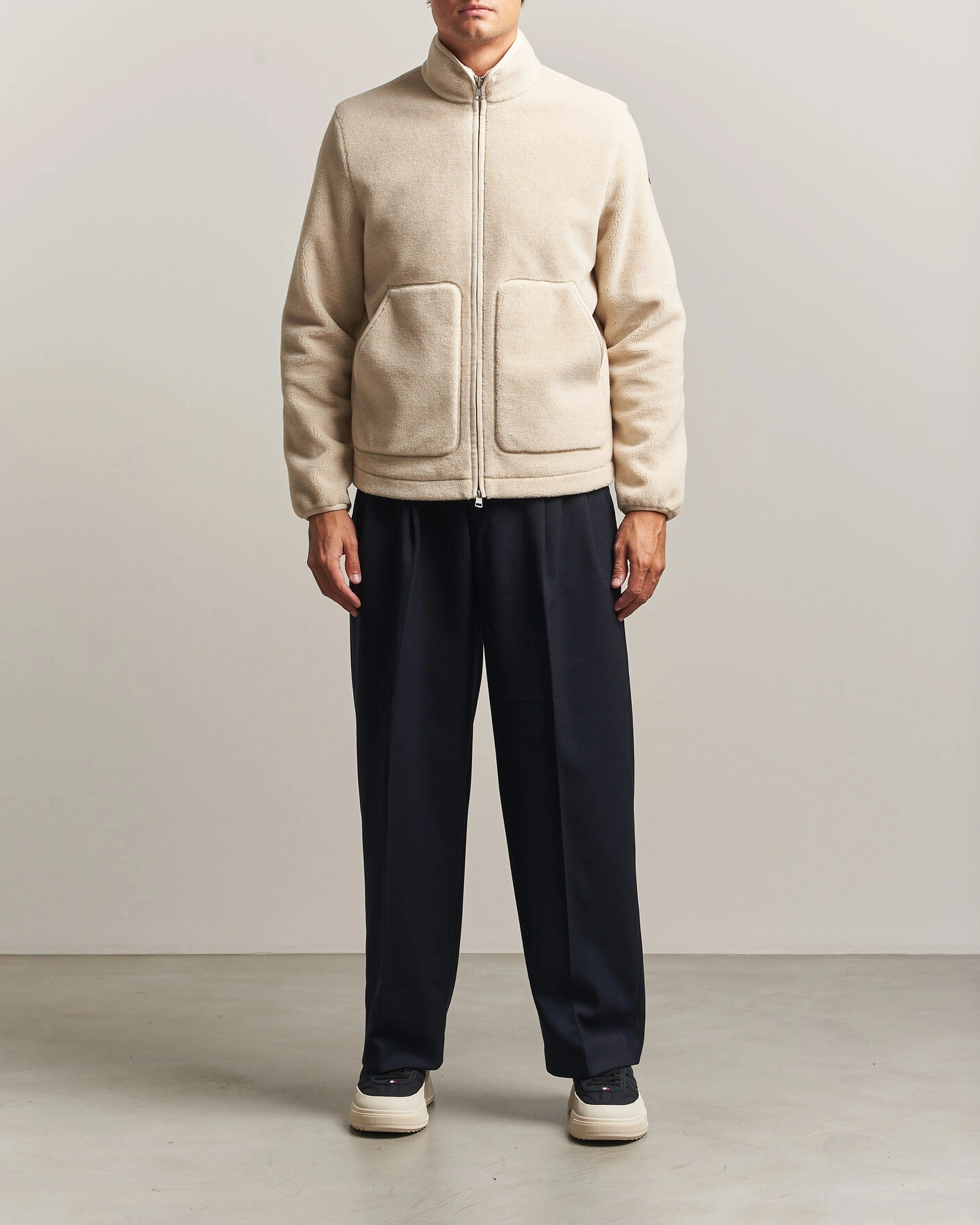 Herr | Tröjor | Moncler | Full Zip Fleece  Cream