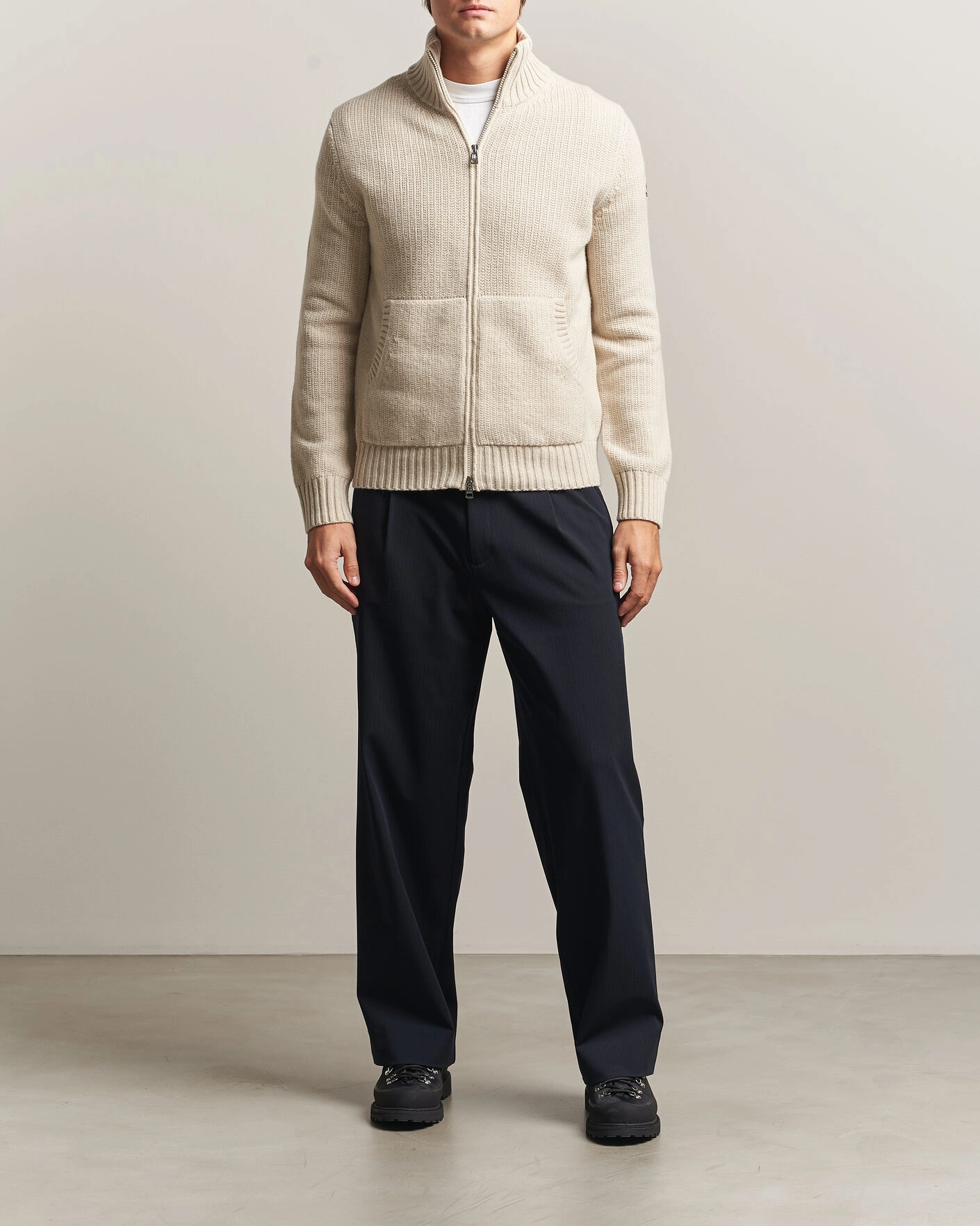Herr | Tröjor | Moncler | Full Zip Cardigan Light Beige