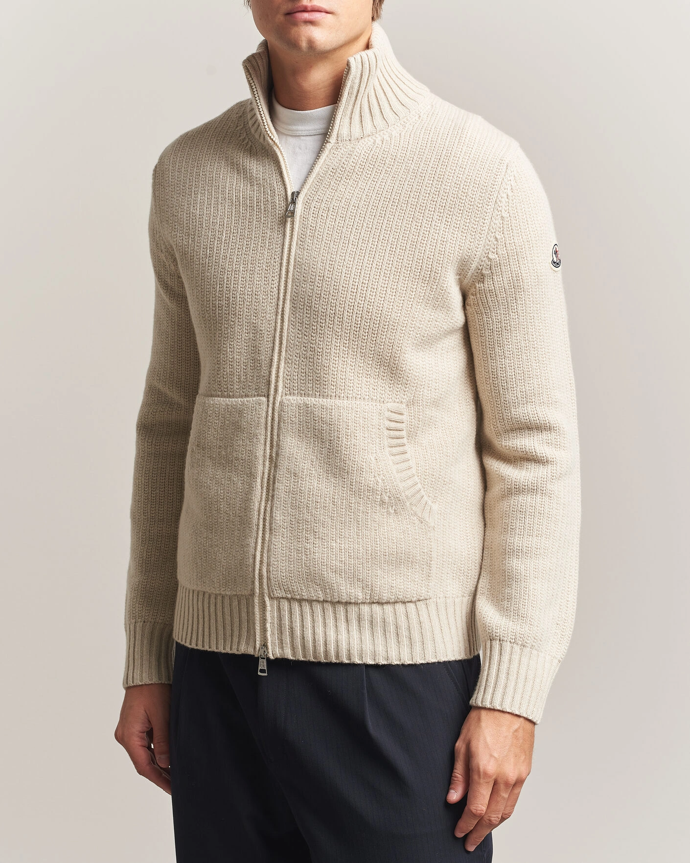 Herr | Tröjor | Moncler | Full Zip Cardigan Light Beige