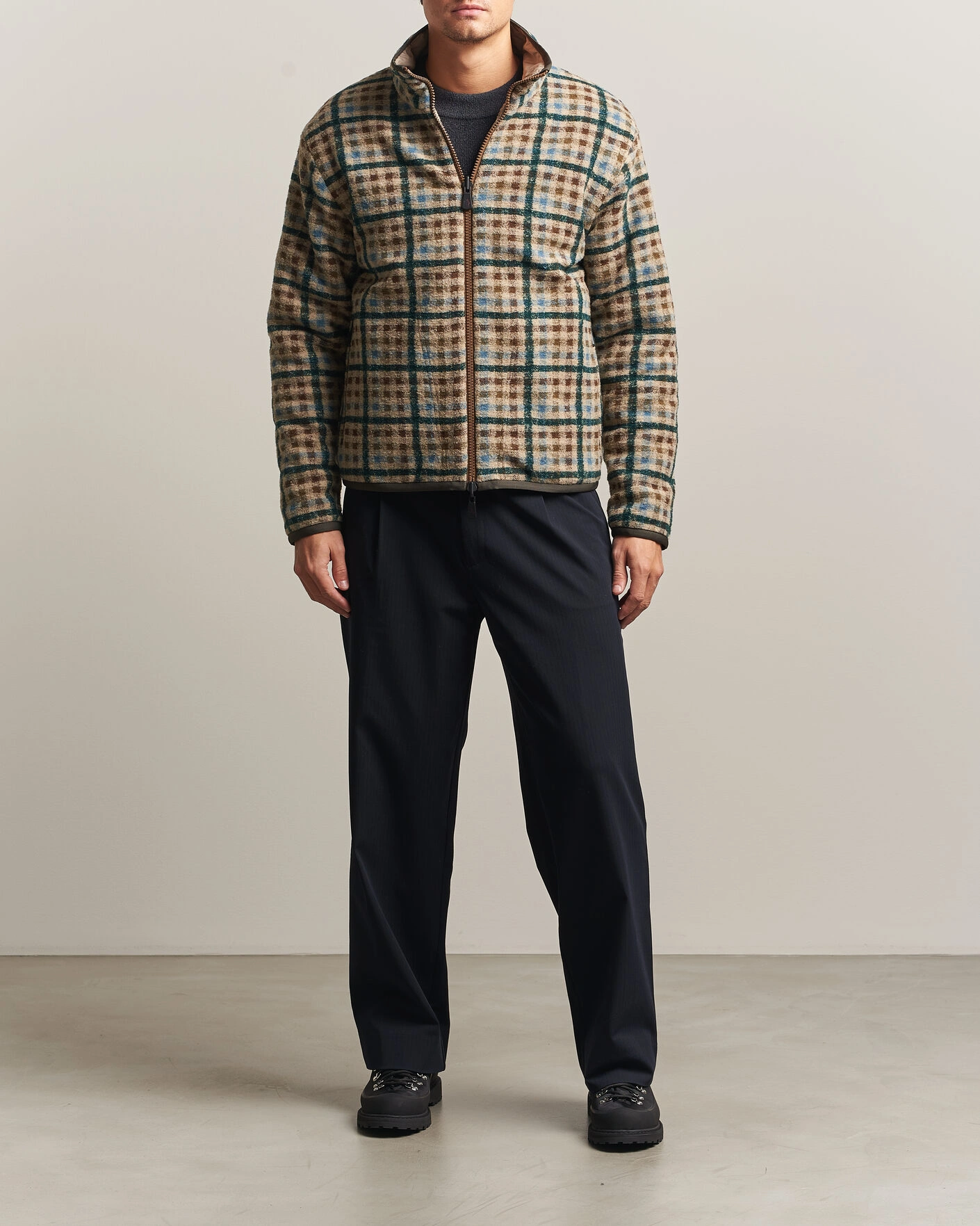 Herr | Tröjor | Moncler Grenoble | Sherpa Zip Cardigan Beige/Green