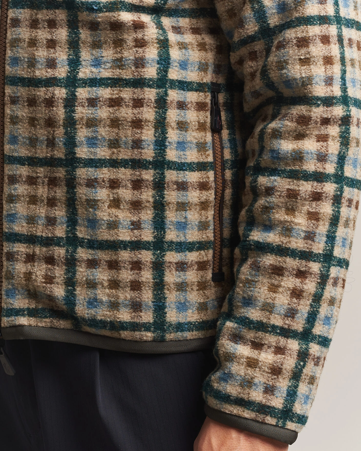 Herr | Tröjor | Moncler Grenoble | Sherpa Zip Cardigan Beige/Green
