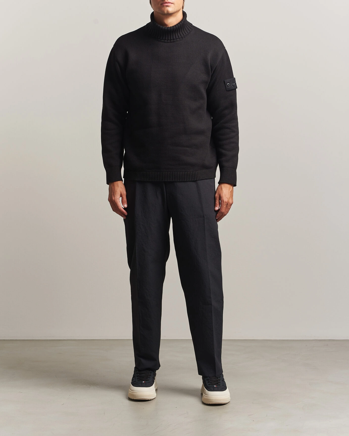 Herr | Tröjor | Stone Island | Ghost Plush Stitch Winter Cotton Rollneck Black