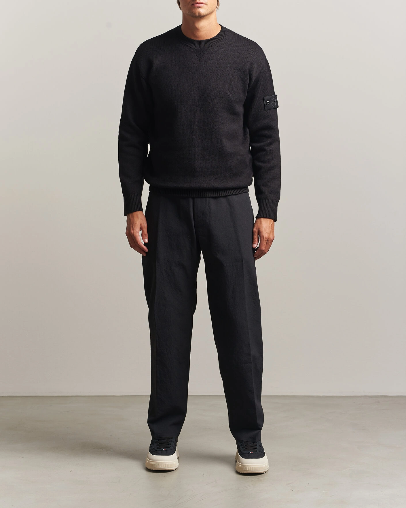 Herr | Tröjor | Stone Island | Ghost Plush Stitch Winter Cotton Sweat Black