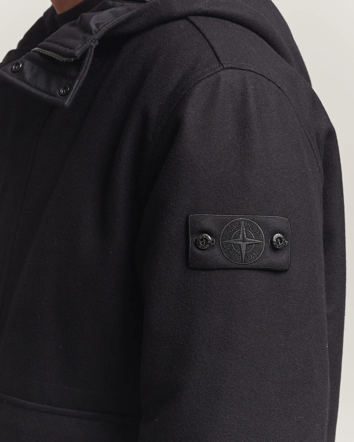 Herr | Jackor | Stone Island | Ghost Wool/Nylon Flannel Short Parka Black