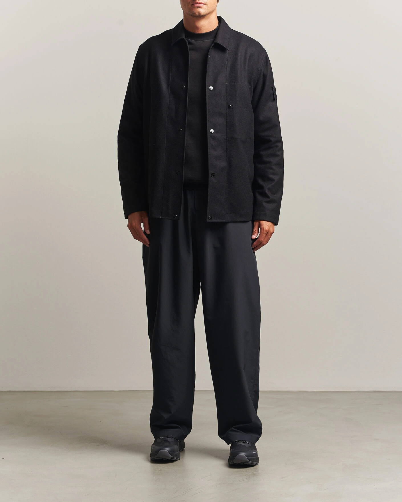 Herr | Skjortor | Stone Island | Ghost Wool/Nylon Flannel Overshirt Black