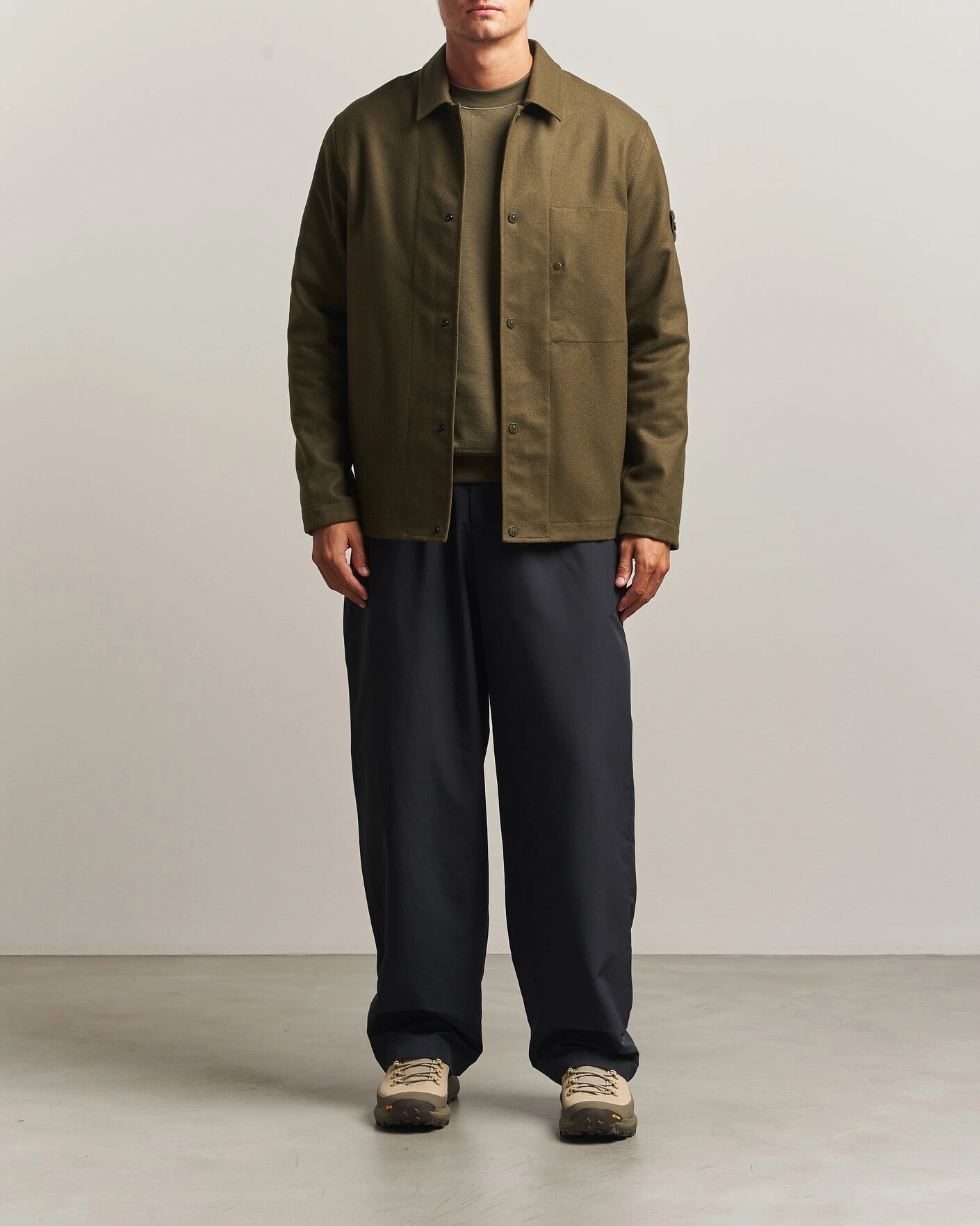 Herr | Skjortor | Stone Island | Ghost Wool/Nylon Flannel Overshirt Miltary Green