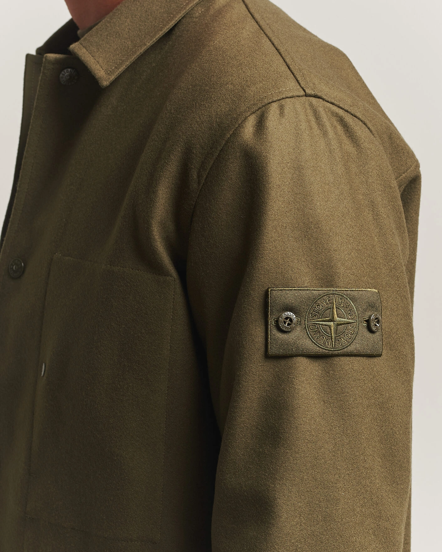 Herr | Skjortor | Stone Island | Ghost Wool/Nylon Flannel Overshirt Miltary Green