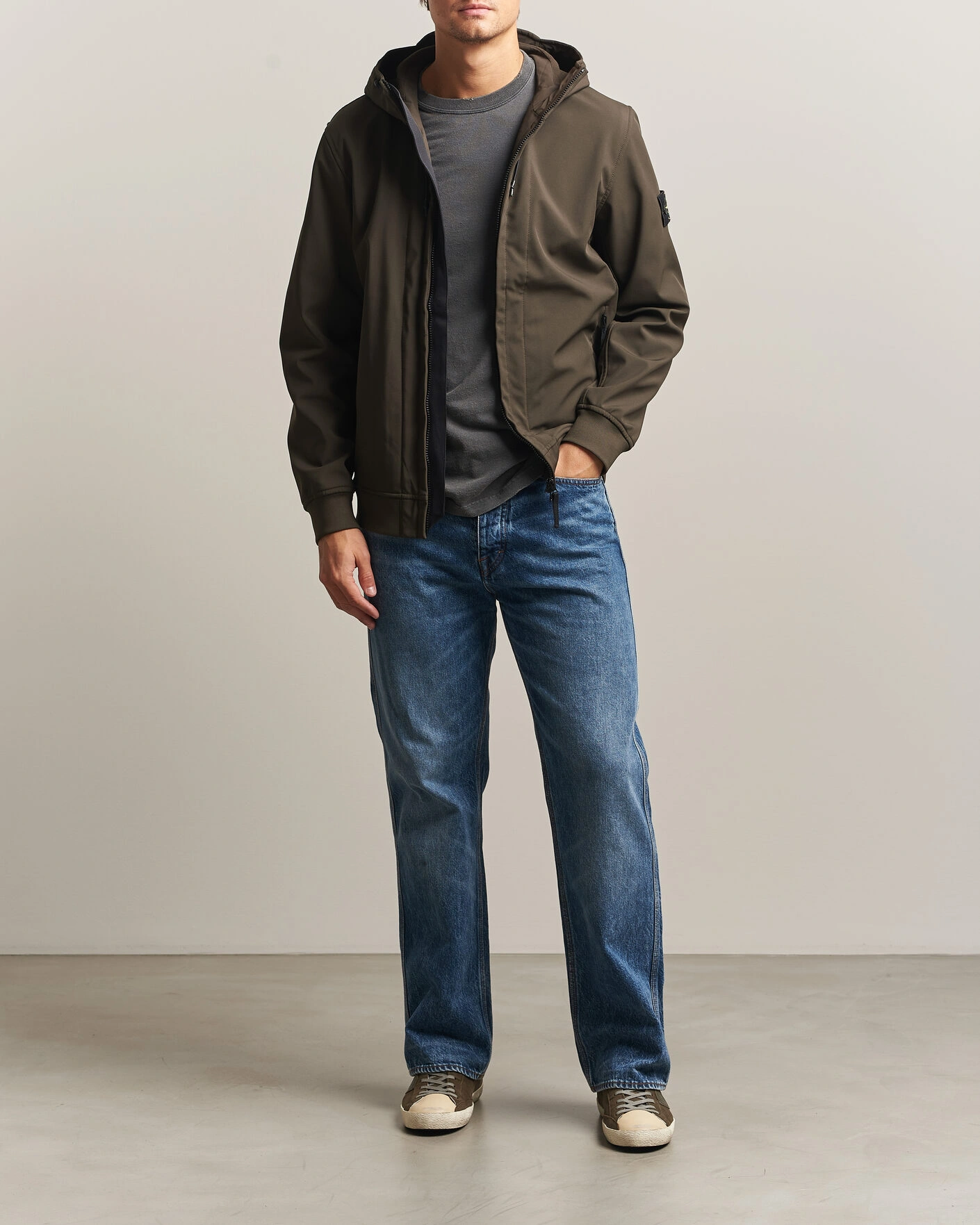 Herr | Jackor | Stone Island | Short Hooded Soft Shell Jacket Coal Grey