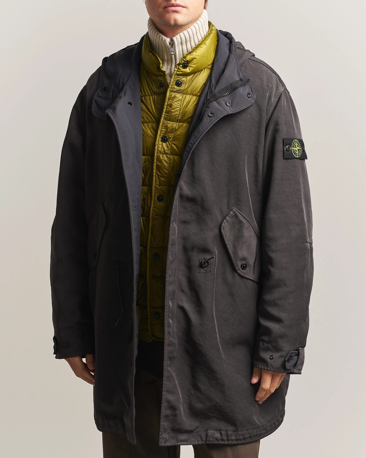 Herr | Jackor | Stone Island | Dense Oxford Nylon TC Fishtail Parka Lead Grey