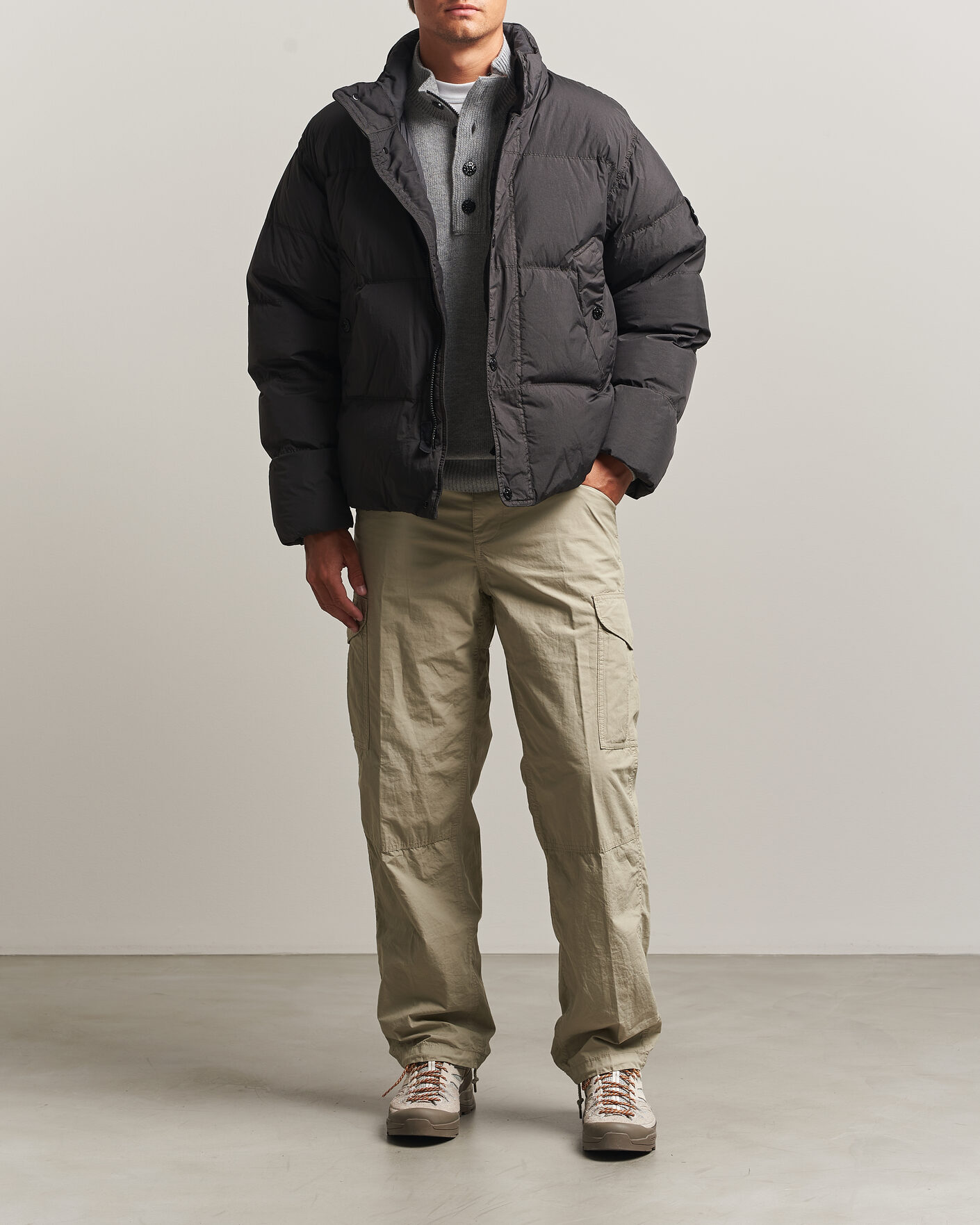 Herr | Jackor | Stone Island | Crinkle Reps Padded Down Jacket Lead Grey